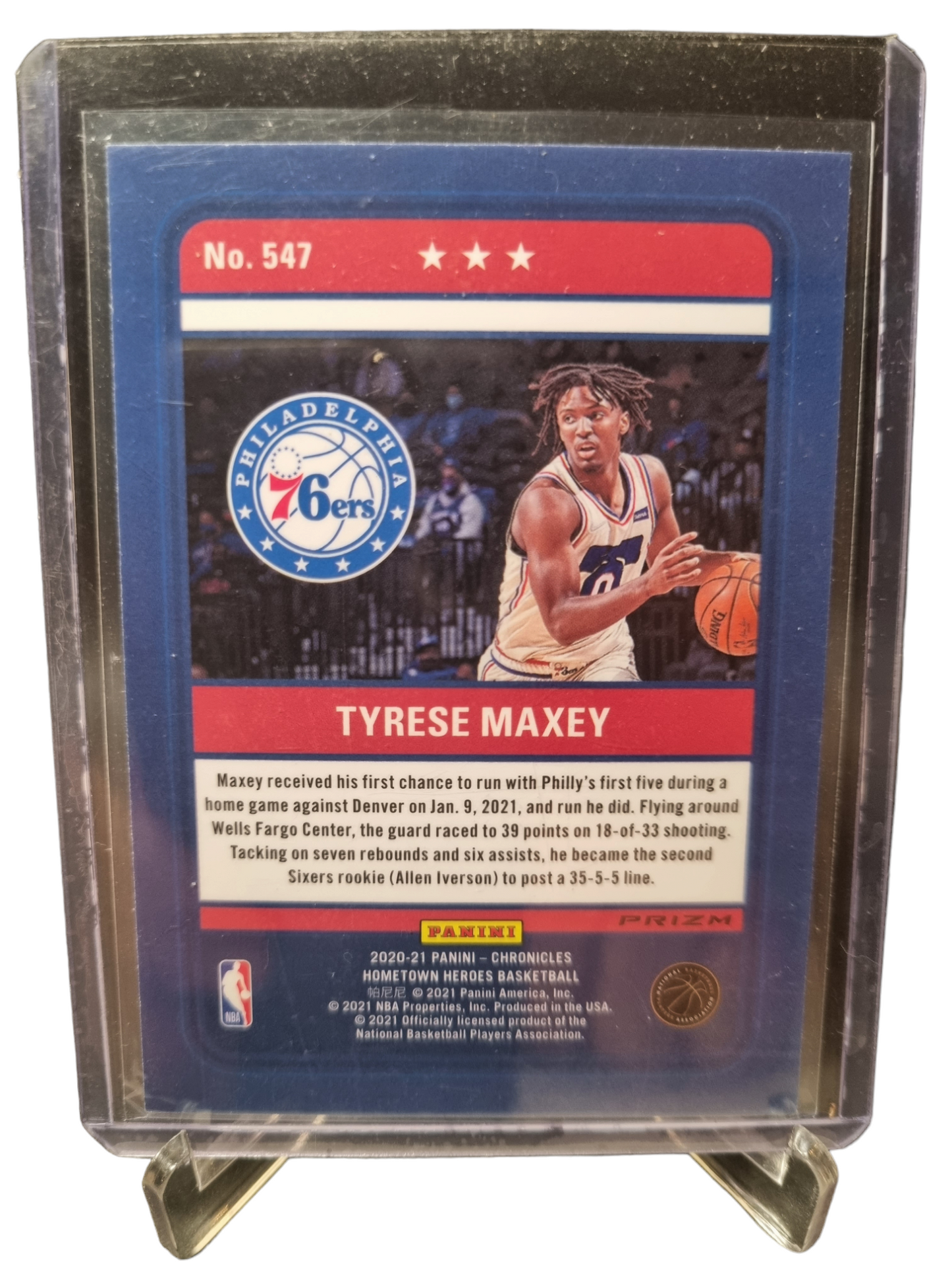 2020-21 Panini Chronicles Home Town Heroes #547 Tyrese Maxey Rookie Card Silver Prizm