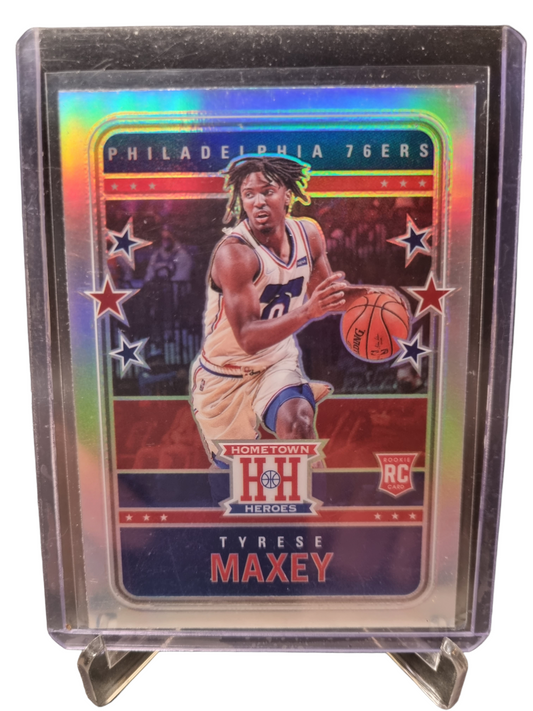 2020-21 Panini Chronicles Home Town Heroes #547 Tyrese Maxey Rookie Card Silver Prizm