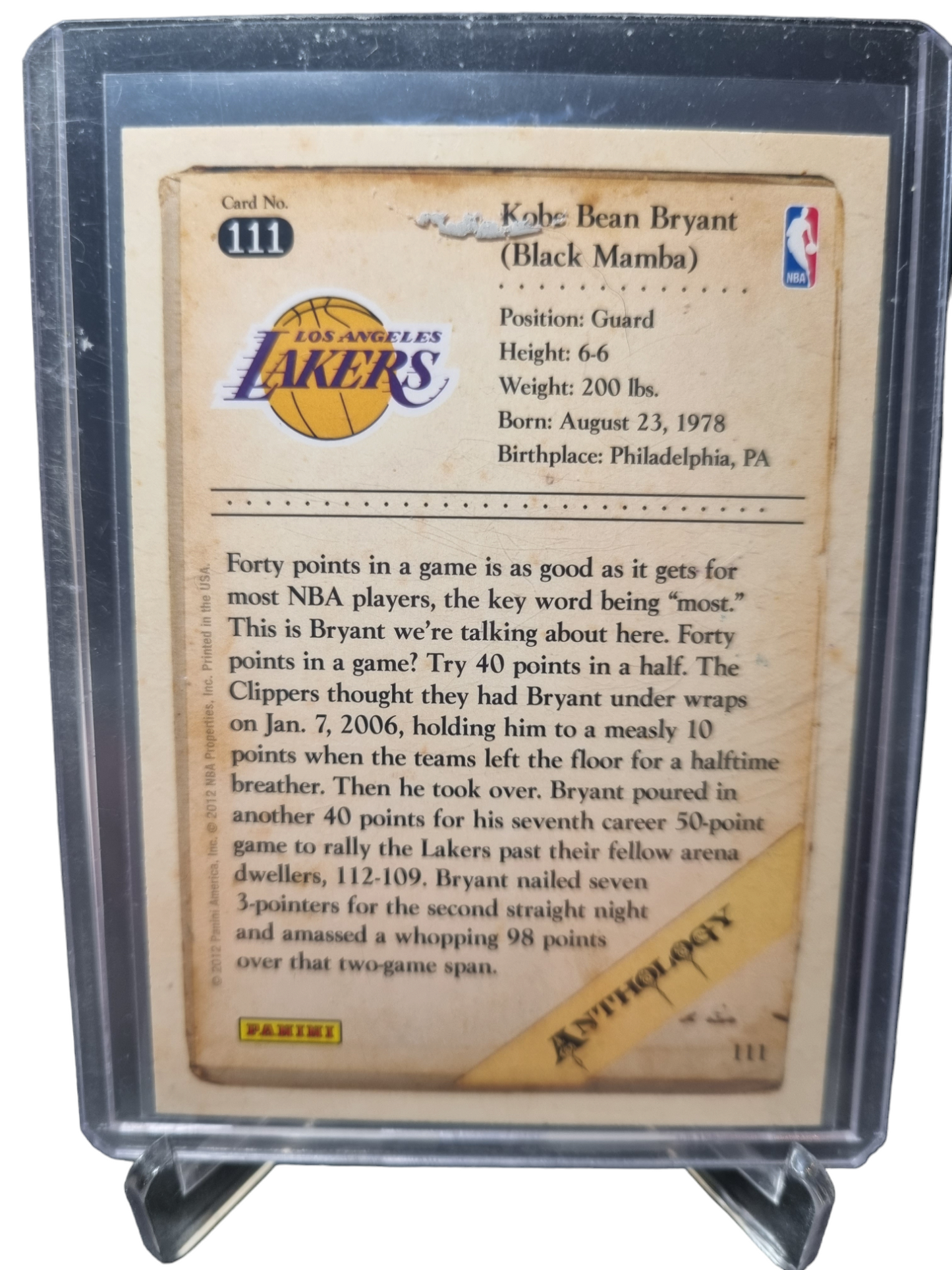 2012 Panini #111 Kobe Bryant Anthology