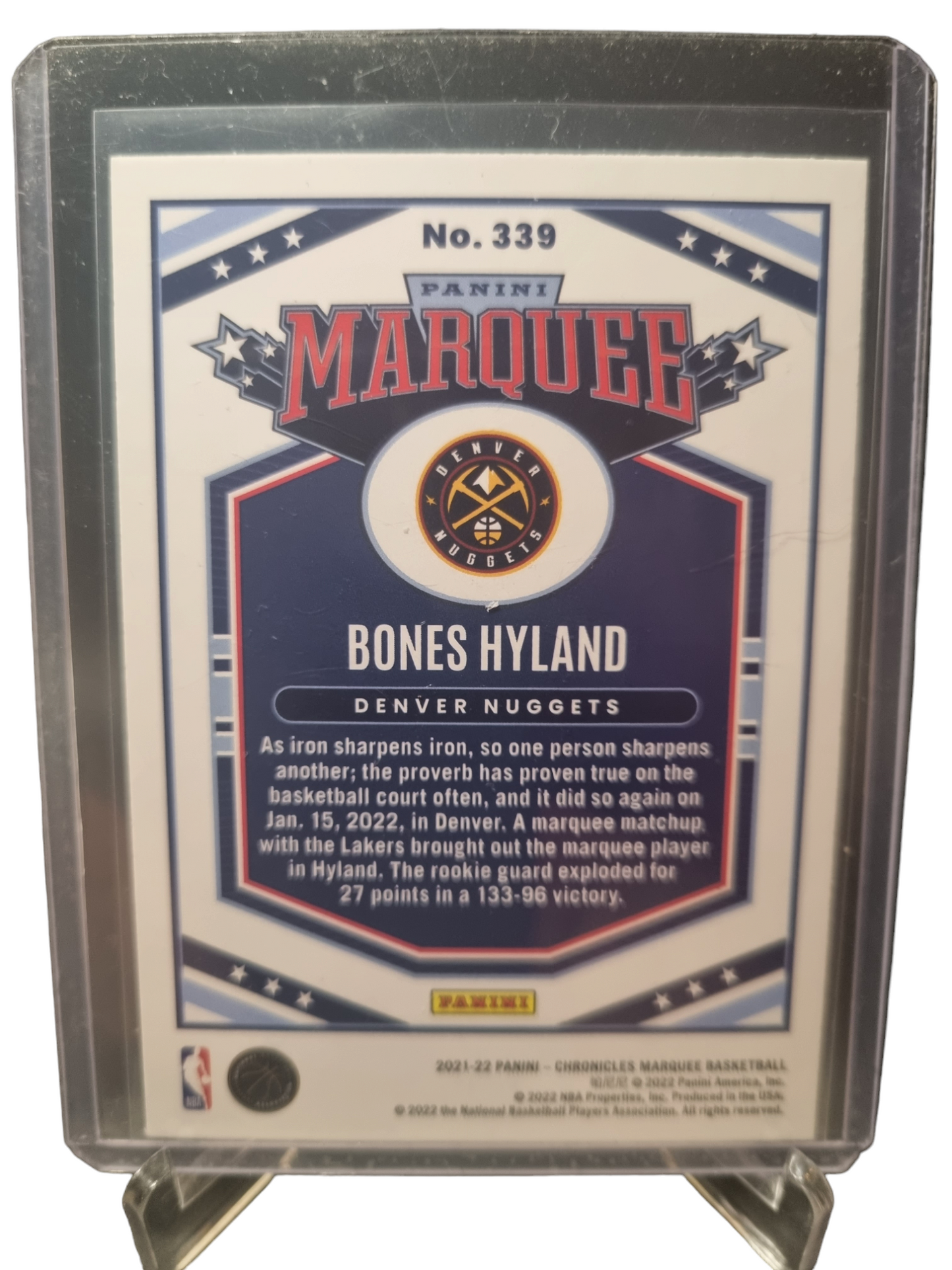 2021-22 Panini Chronicles Marquee #339 Bones Hyland Rookie Card Marquee Silver