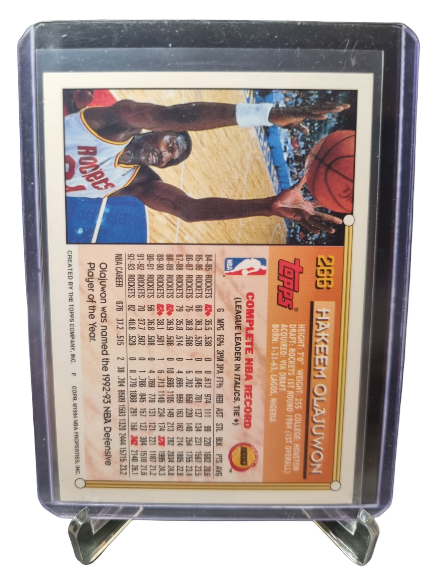 1994 Topps Gold #266 Hakeem Olajuwon - Topps Gold