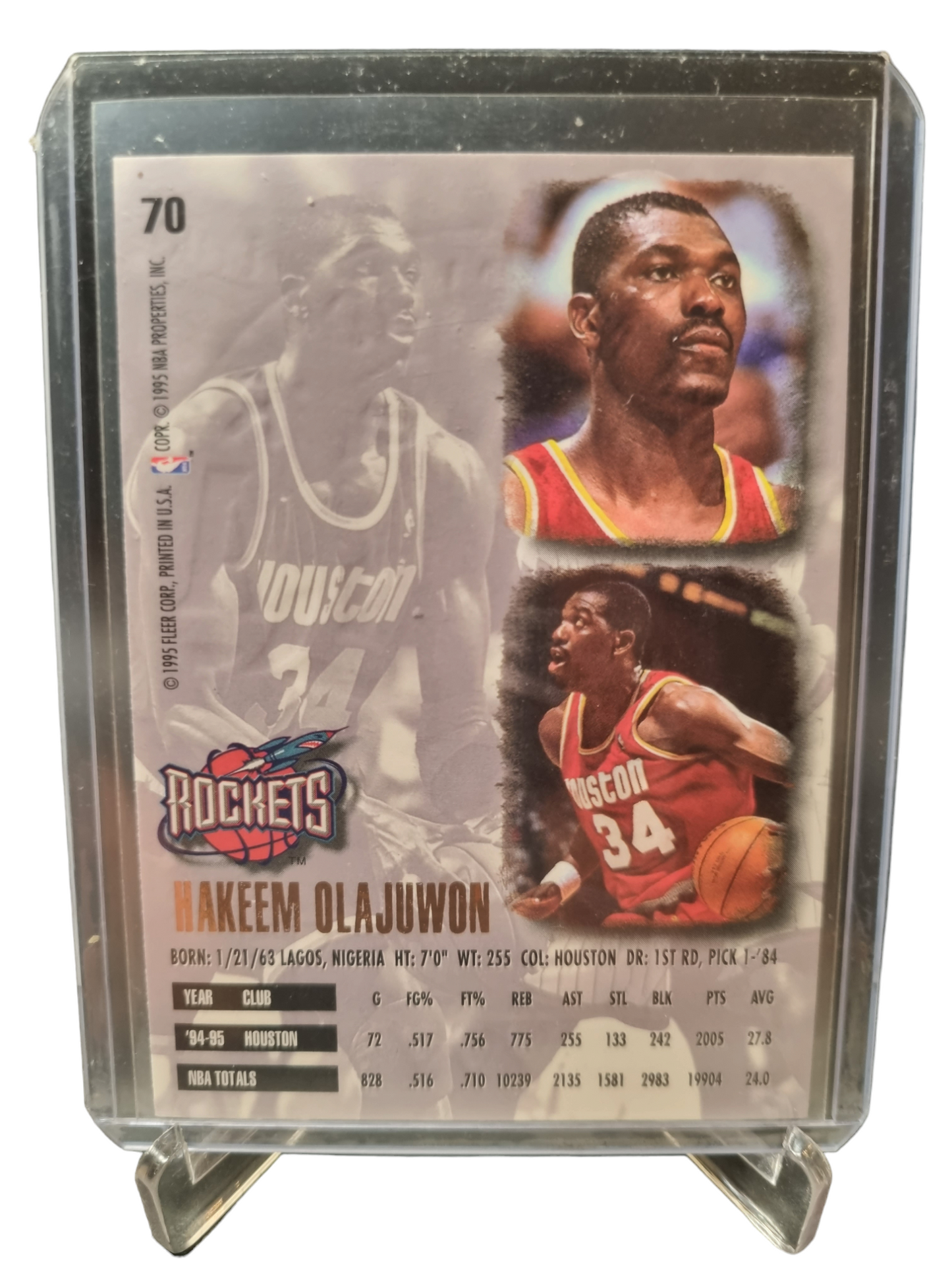 1995-96 Fleer #70 Hakeem Olajuwon Gold Medallion Edition