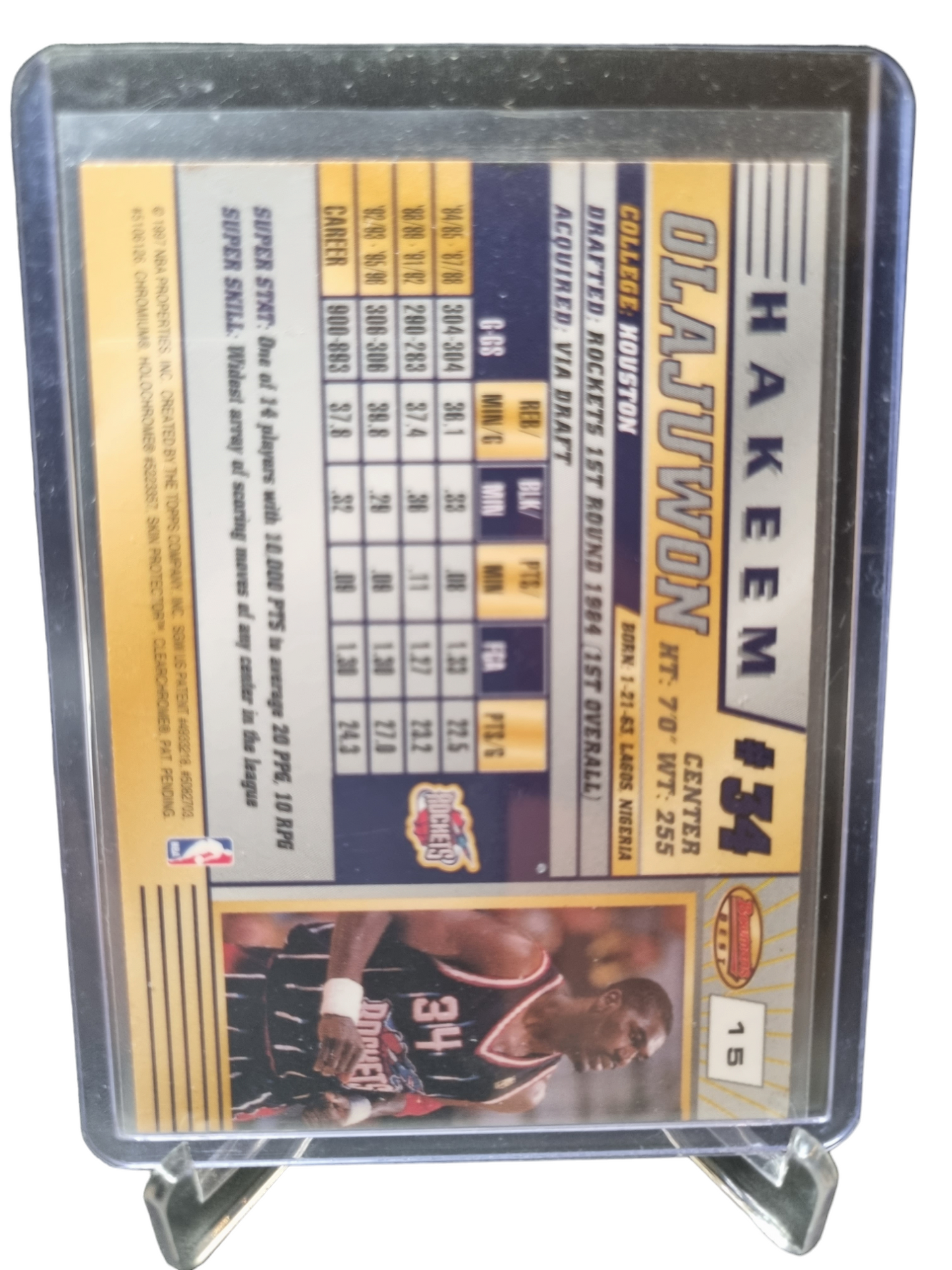 1997 Topps #15 Hakeem Olajuwon Bowmans Best