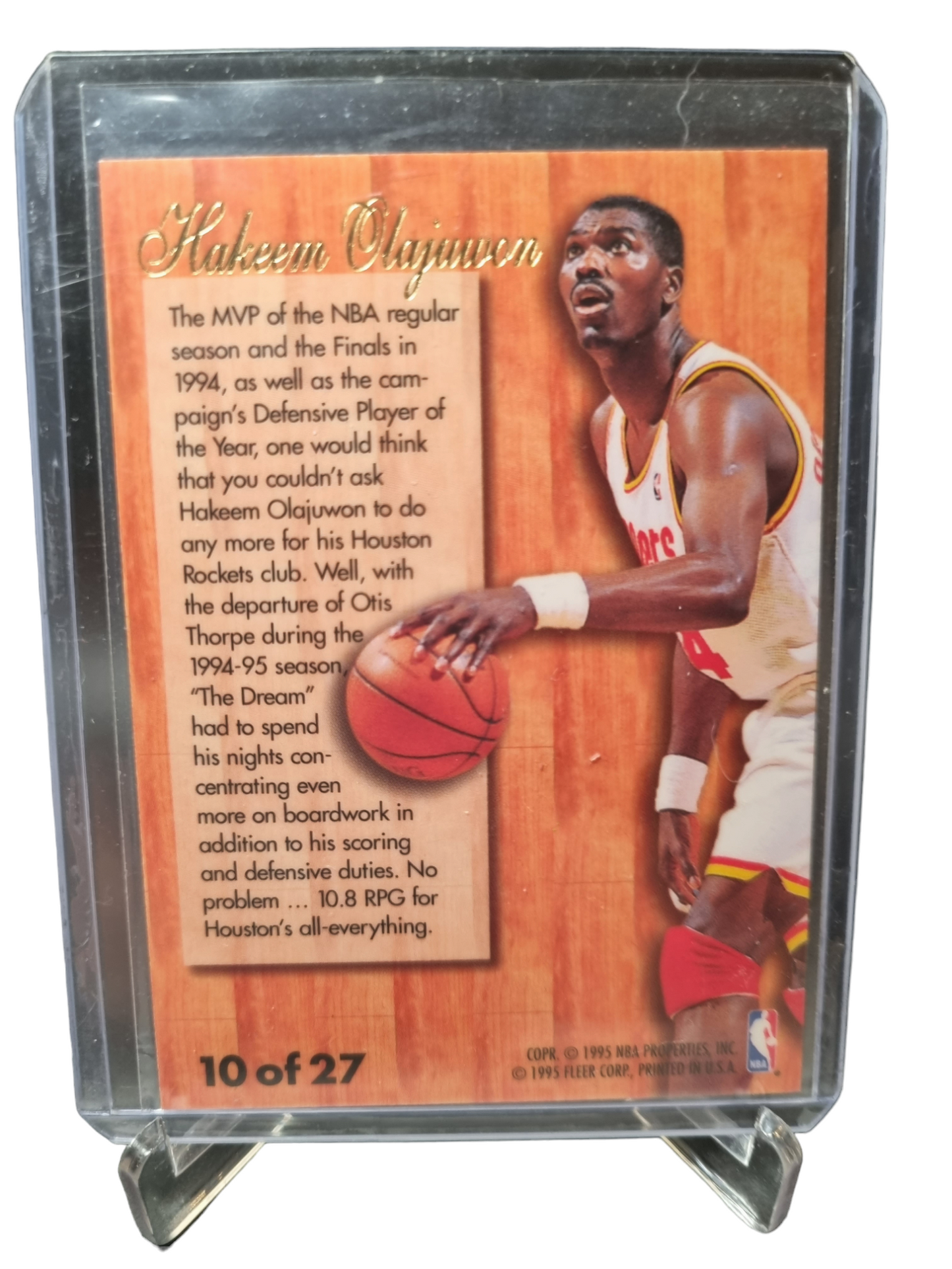 1995-96 Flair #10 of 27 Hakeem Olajuwon Hardwood Leader