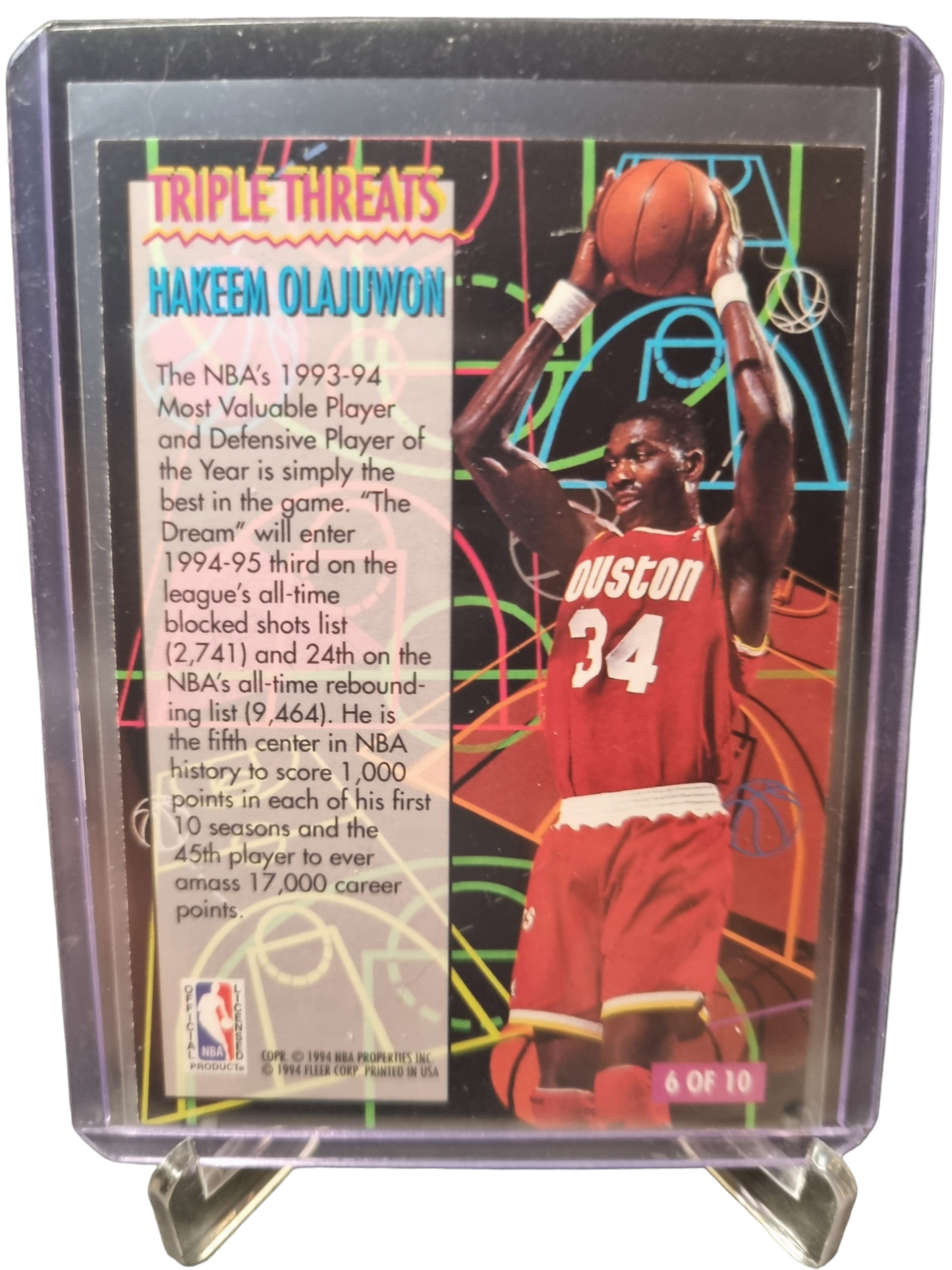 1994-95 Fleer #6 of 10 Hakeem Olajuwon Triple Threats