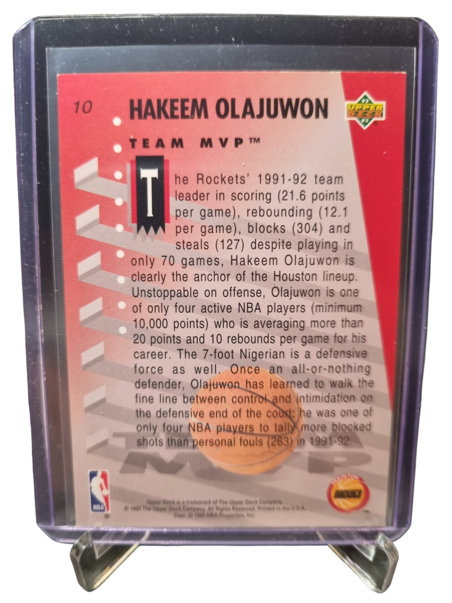 1993 Upper Deck #10 Hakeem Olajuwon Team MVP Hologram Card