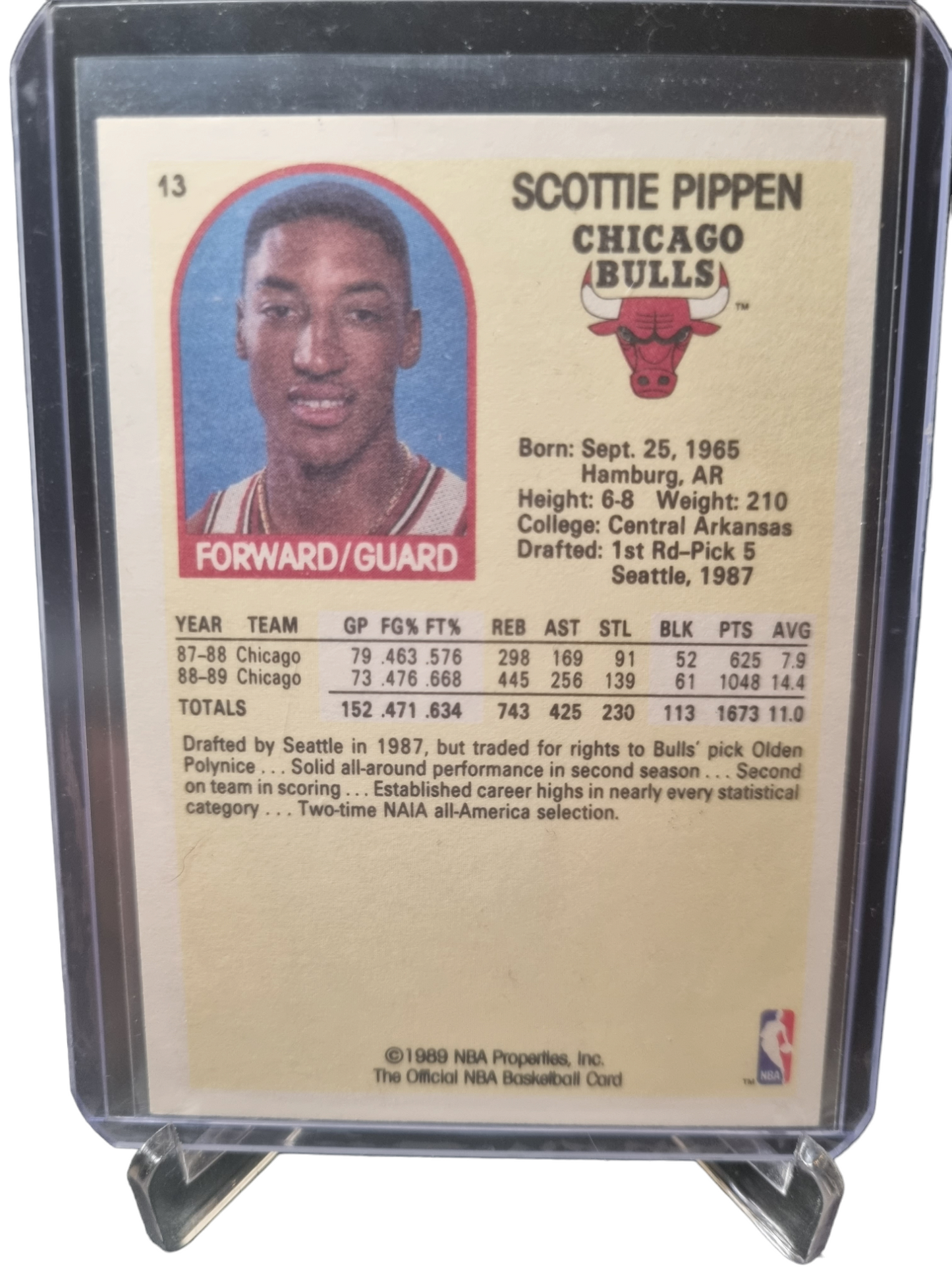 1989 Hoops #13 Scottie Pippen Yellow