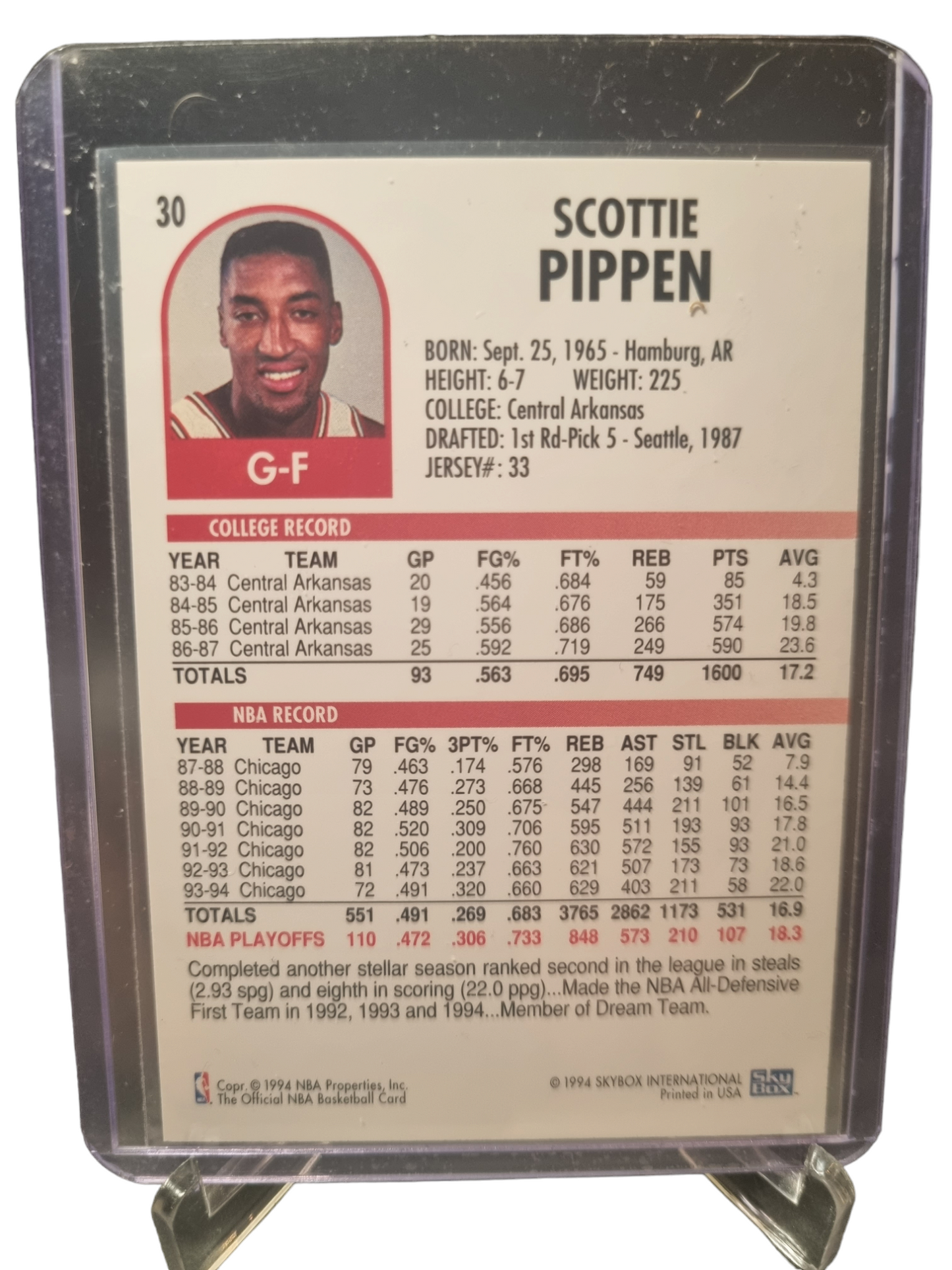 1994 Hoops #30 Scottie Pippen