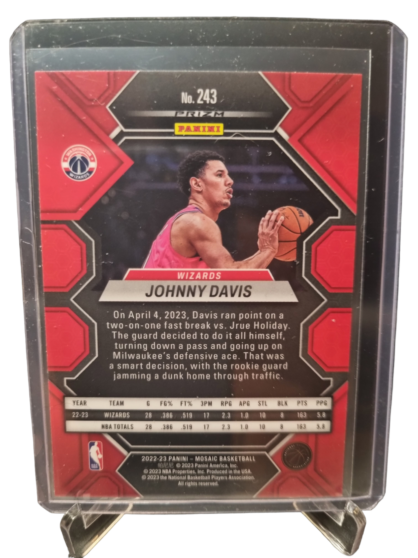 2022-23 Panini Mosaic #243 Johnny Davis Rookie Card Red Mosaic