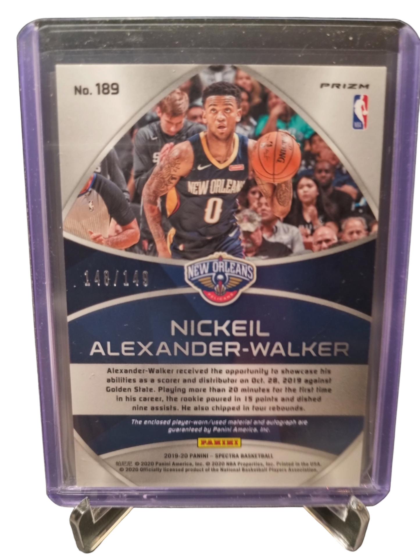 2019-20 Panini Spectra #189 Nickeil Alexander-Walker Rookie Card Patch on Card Autograph