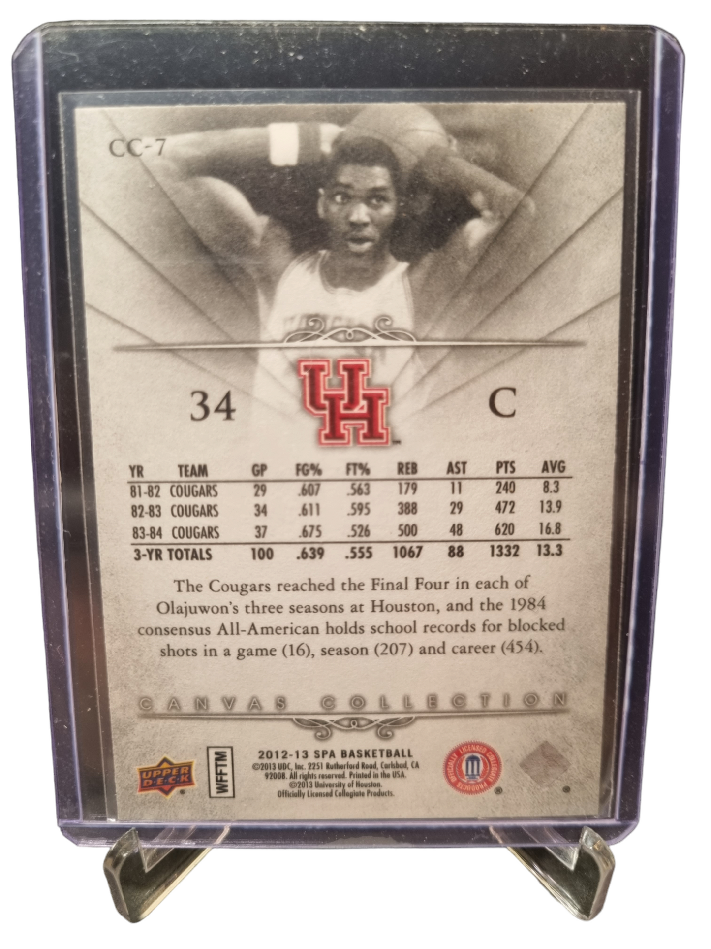 2012-13 SPA #CC7 Hakeem Olajuwon Cougars Canvas Collection