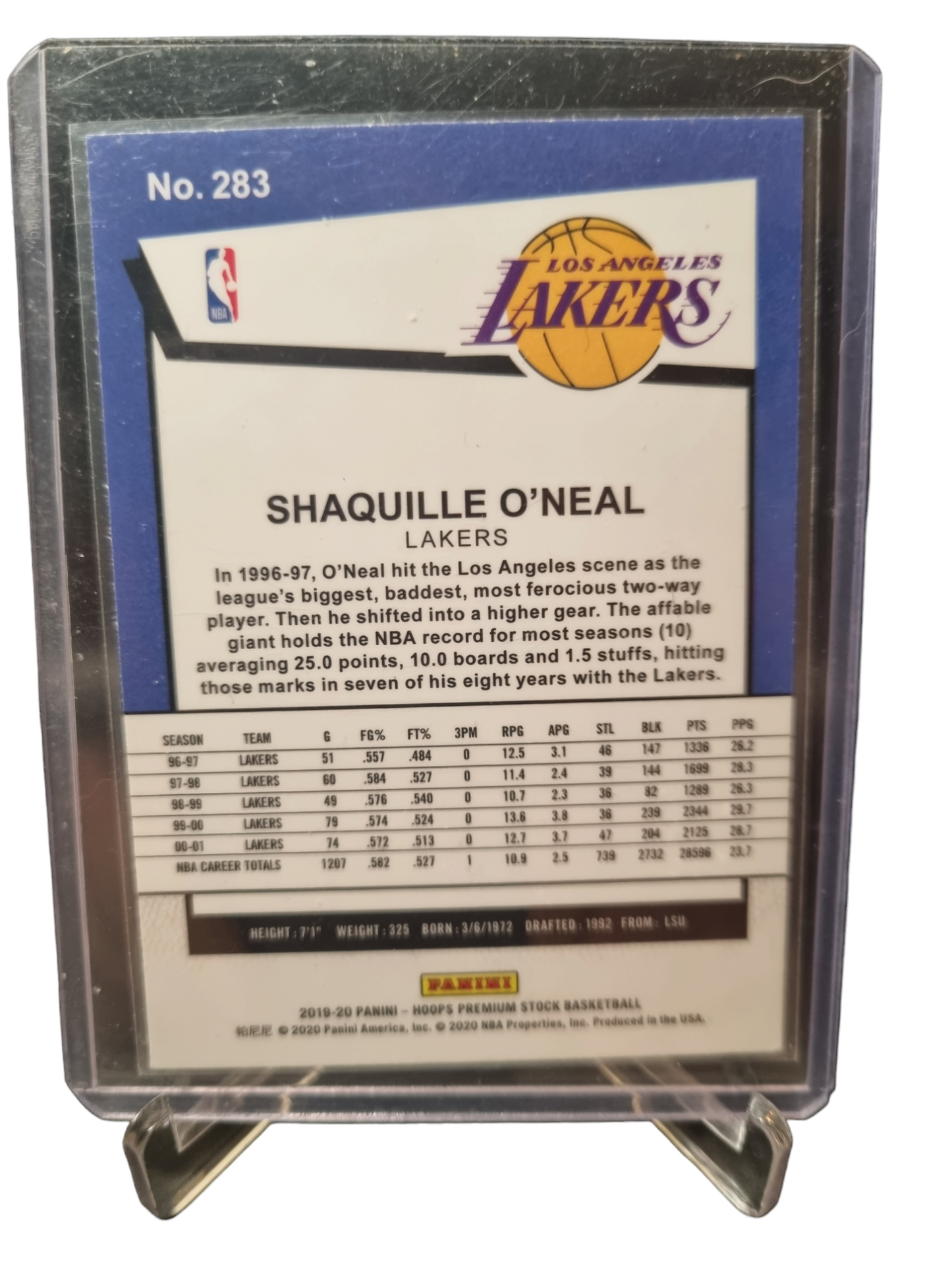 2019-20 Panini Hoops Premium Stock #283 Shaquille O'Neal Tribute