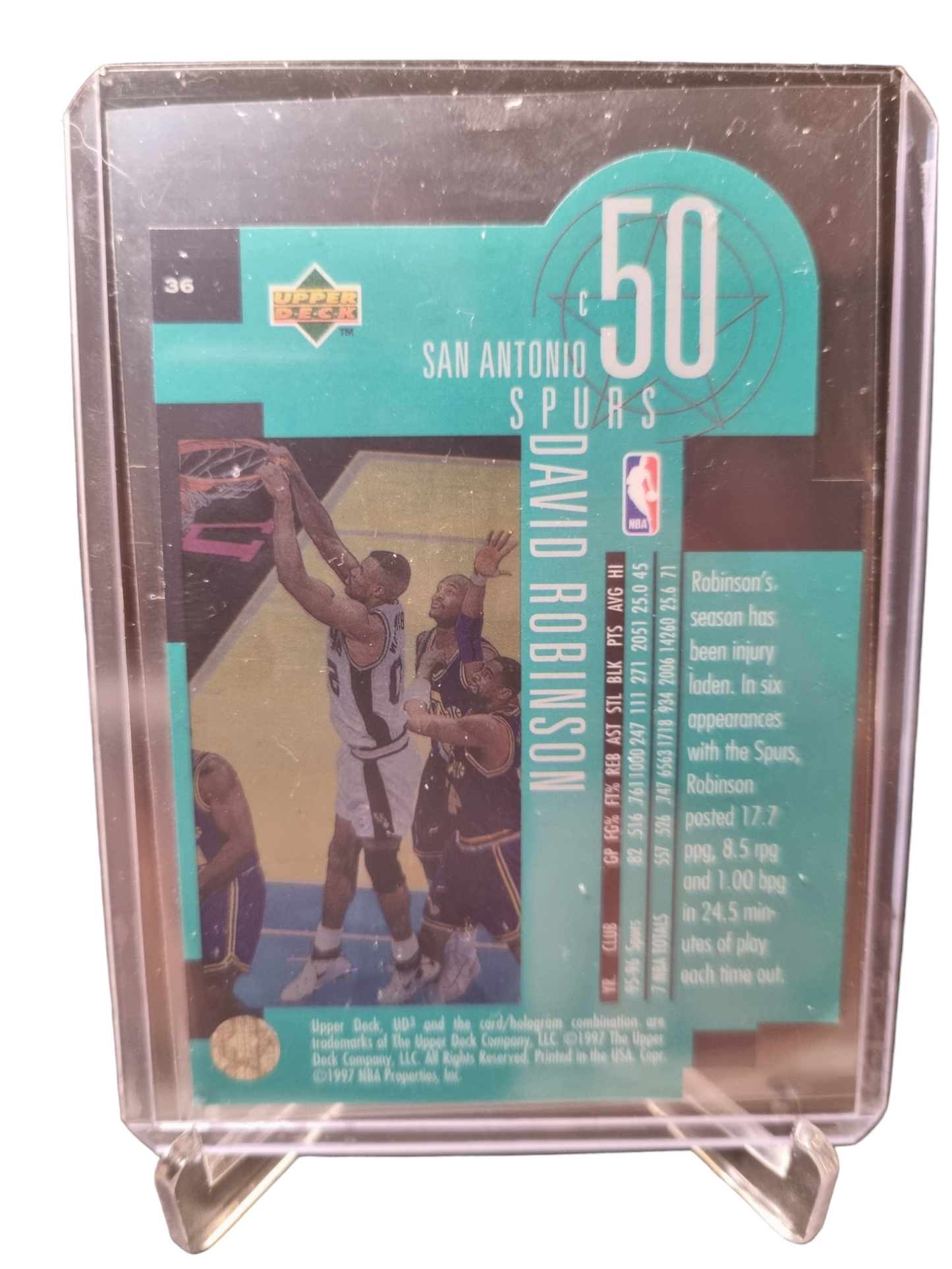 1997 Upper Deck #36 David Robinson Star Focus Hologram Card