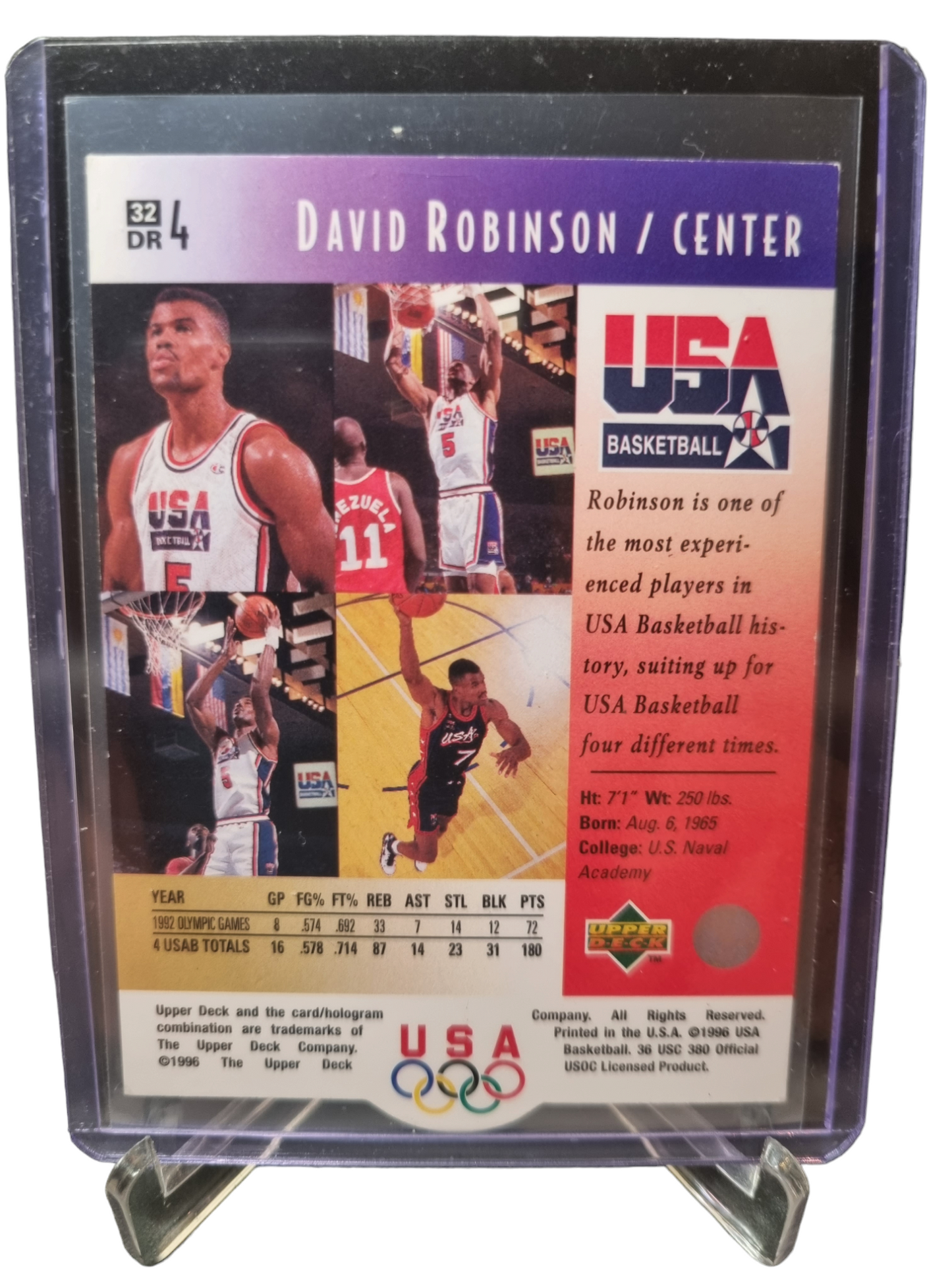 1996 Upper Deck SP #4 David Robinson USA Basketball