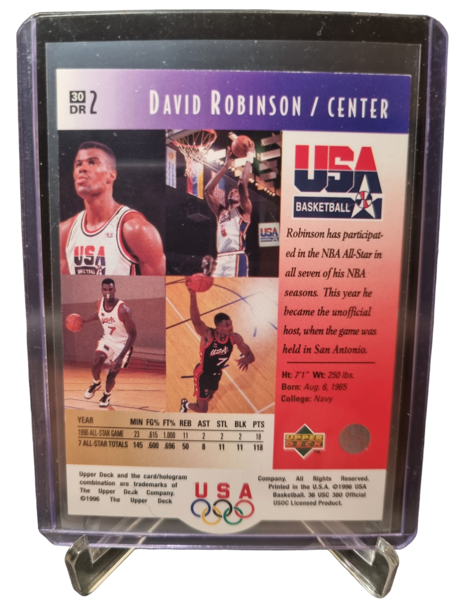 1996 Upper Deck SP #2 David Robinson USA Basketball