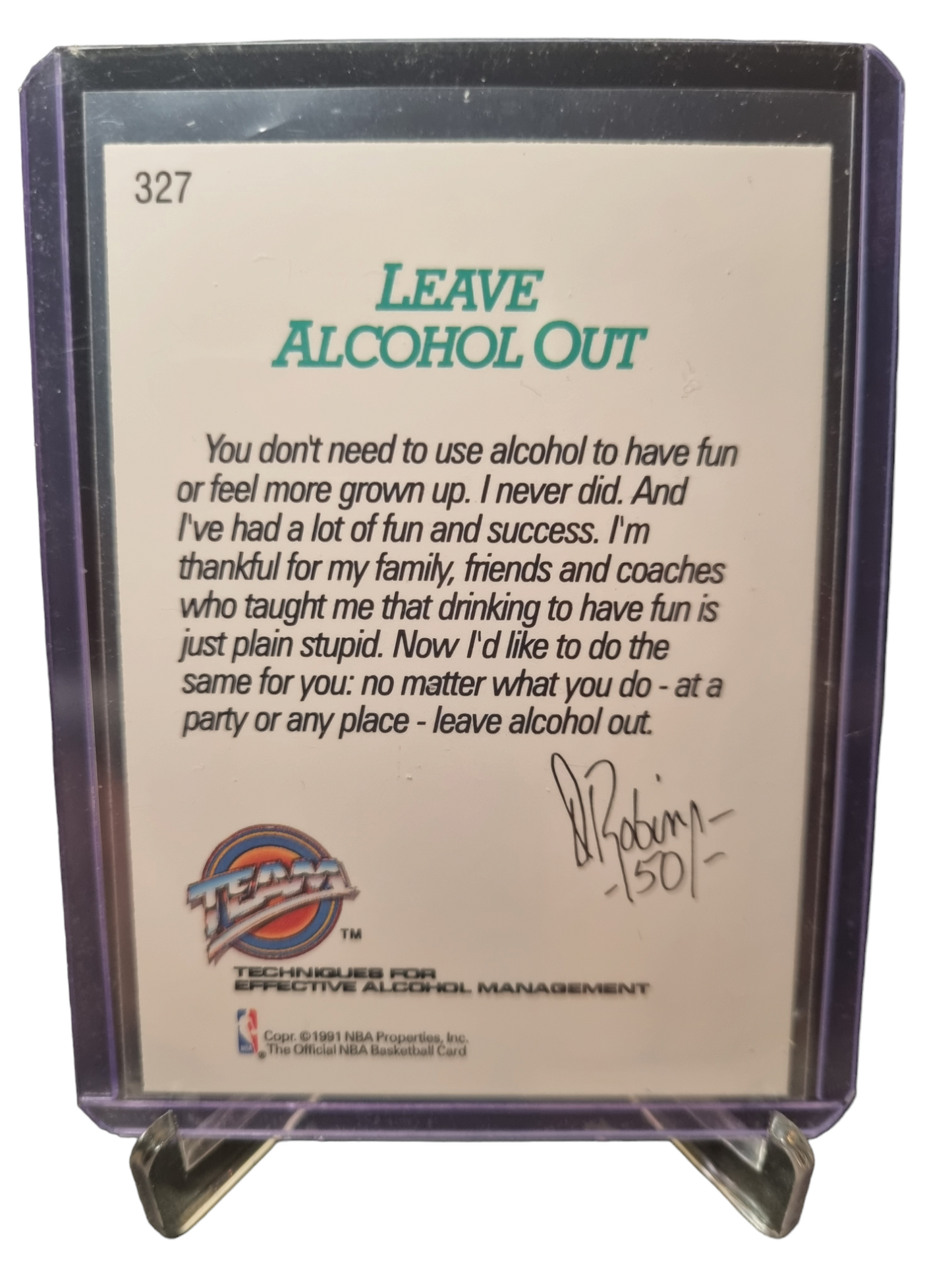 1991 Hoops #327 David Robinson Leave Alcohol Out