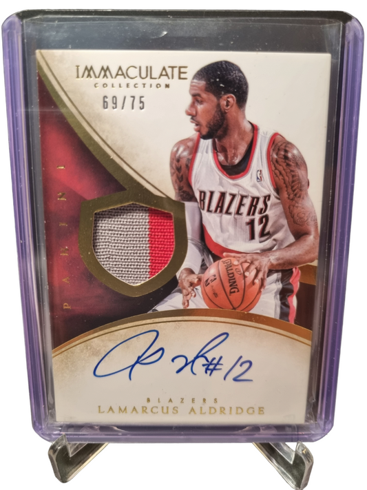 2013-14 Panini Immaculate #160 Lamarcus Aldridge Game Worn Patch On Card Autograph 69/75