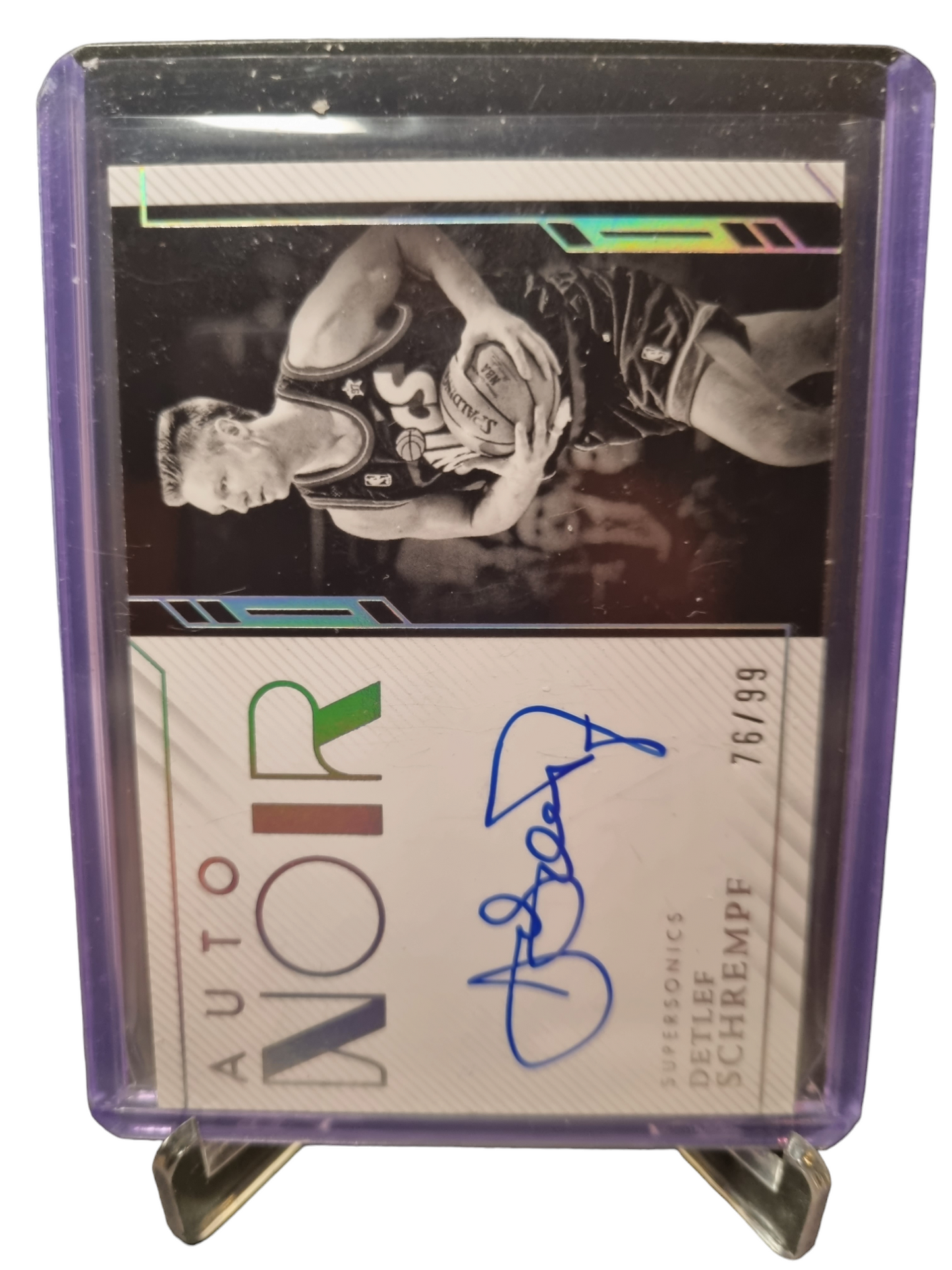 2022-23 Panini Noir #ANB-DET Detlef Schrempf On Card Autograph 76/99