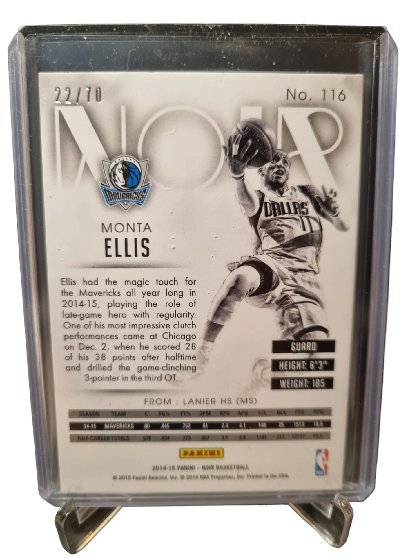 2014-15 Panini Noir #116 Monta Ellis 22/70