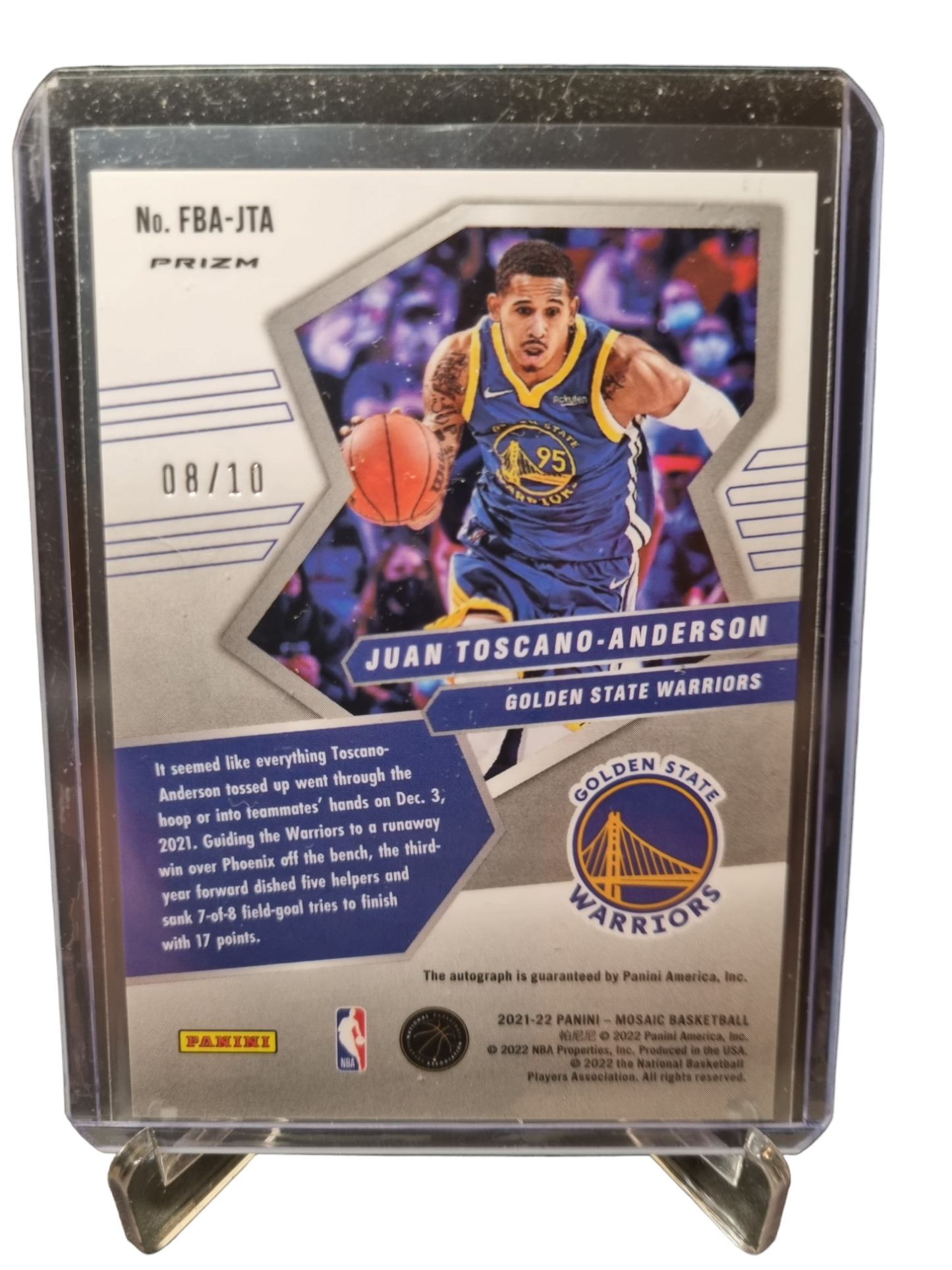 2021-22 Panini Mosaic #FBA-JTA Juan Toscano-Anderson Rookie Card Autograph Fast Break Gold 08/10