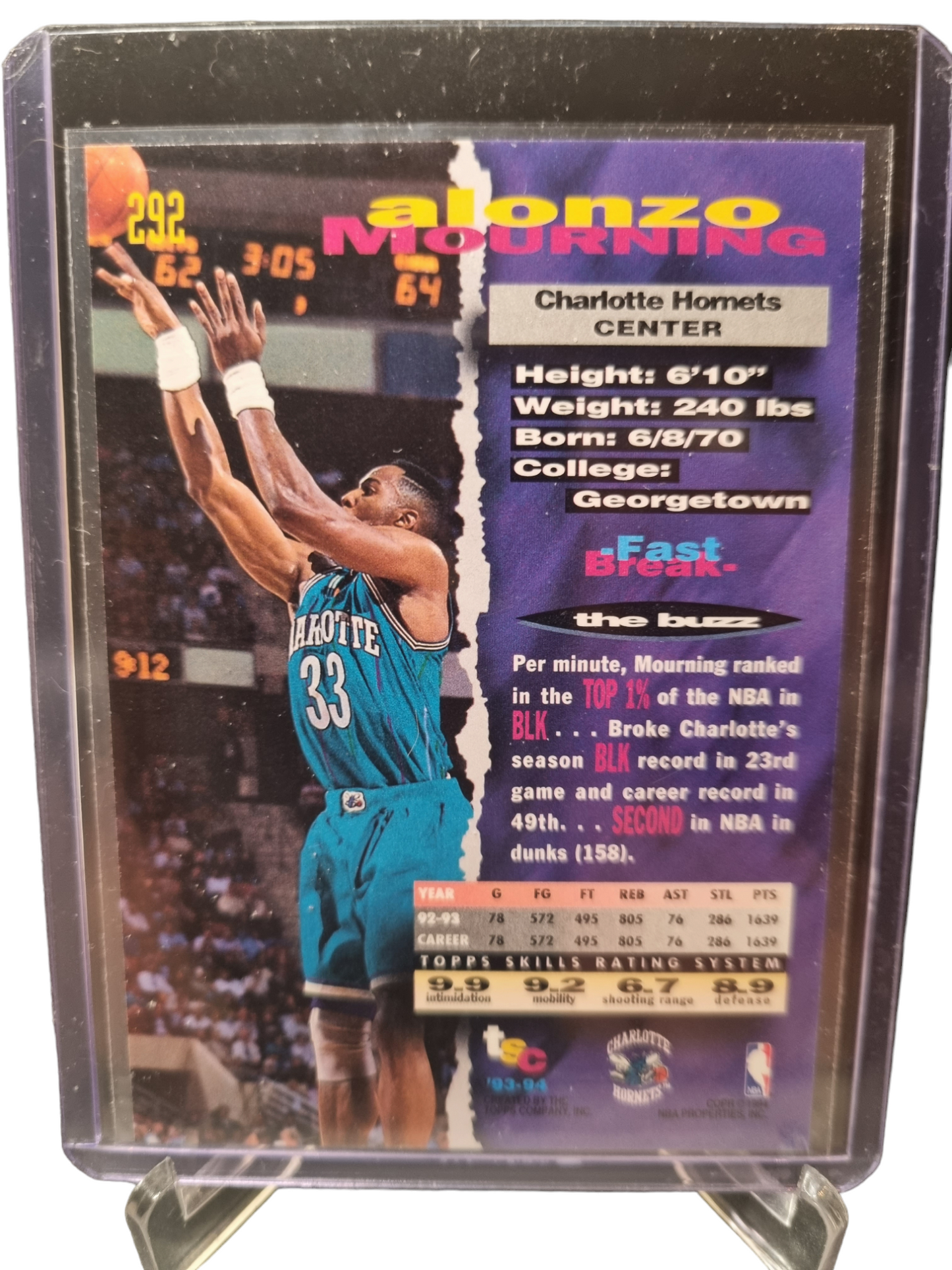 1993-94 Topps Stadium Club #292 Alonzo Mourning