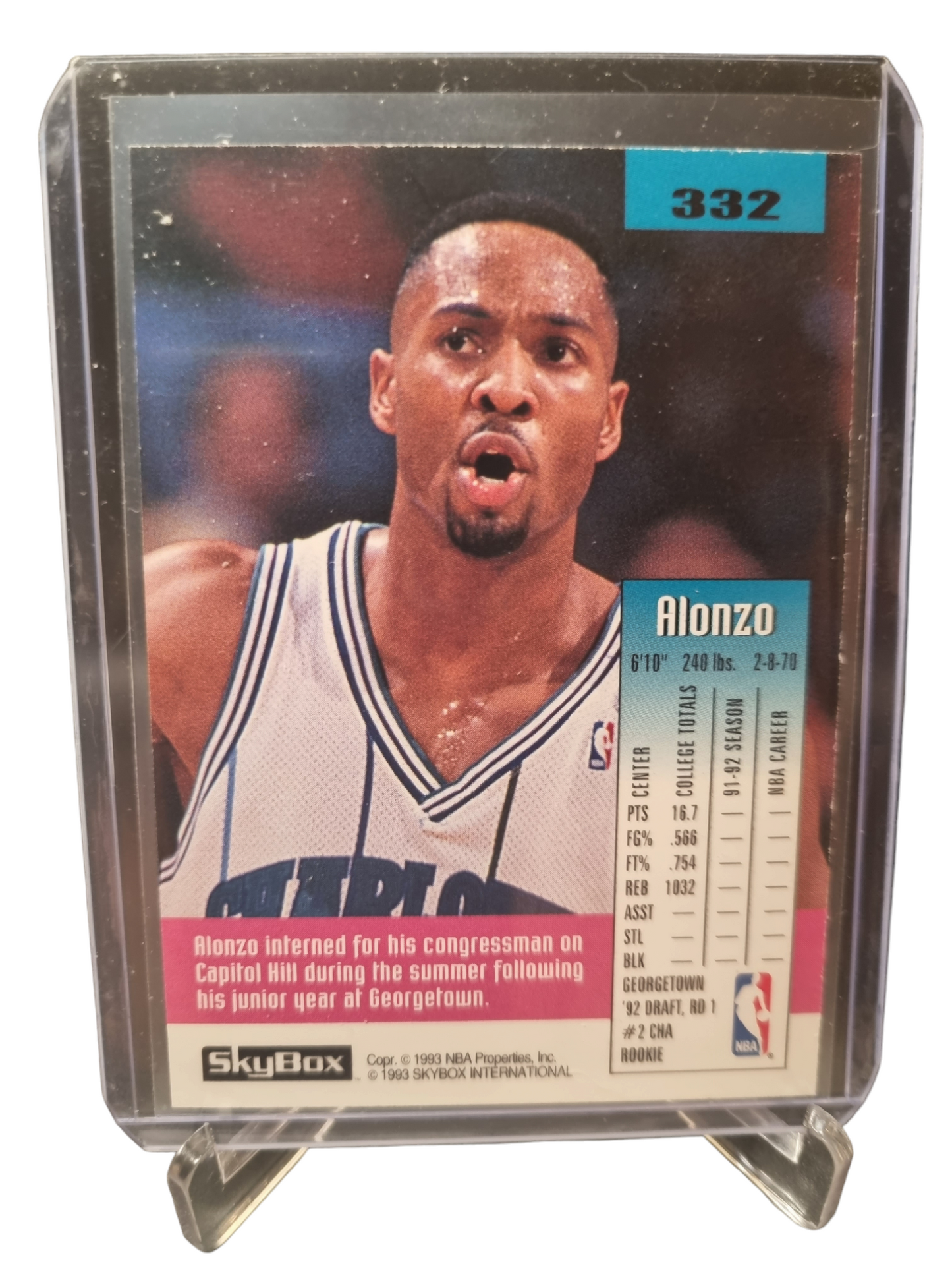 1992-93 Skybox #332 Alonzo Mourning Rookie Card