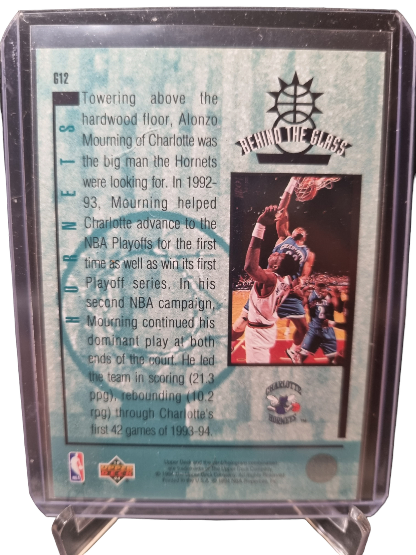 1993 Upper Deck #G12 Alonzo Mourning Behind The Glass