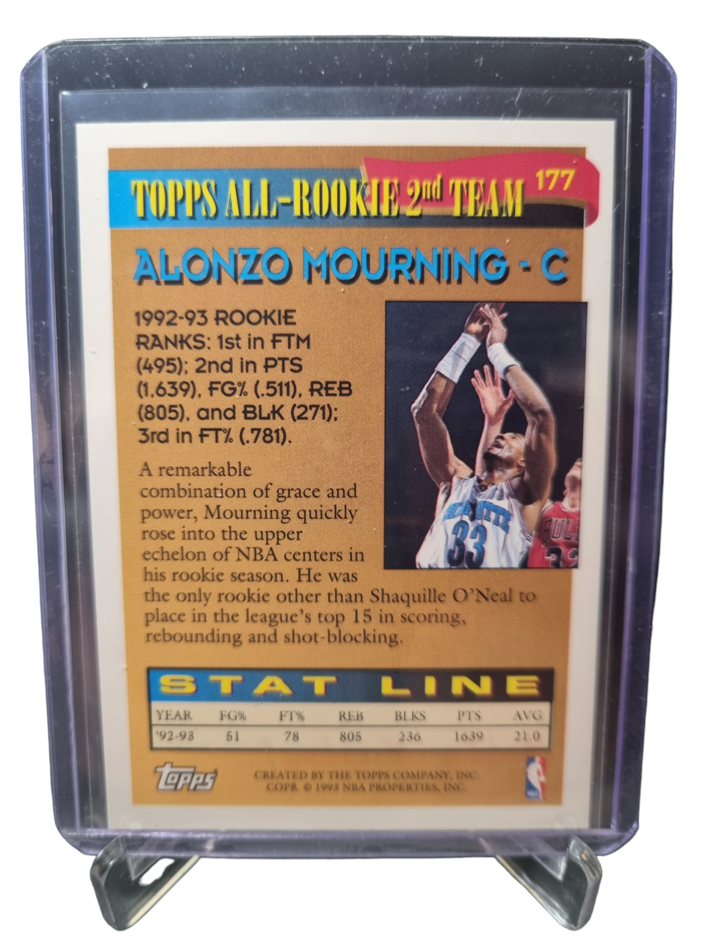 1993 Topps #177 Alonzo Mourning Topps All Rookie