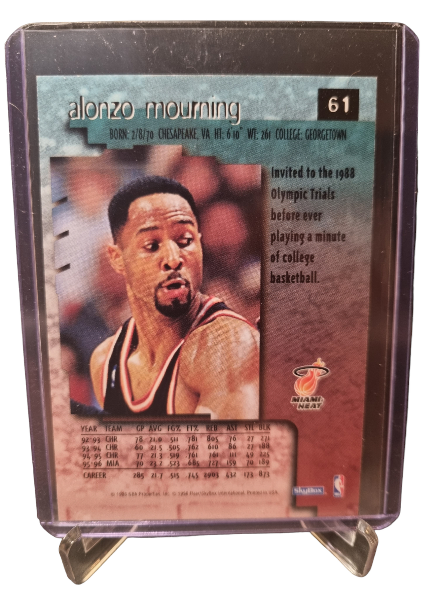 1996 Skybox Premium #61 Alonzo Mourning