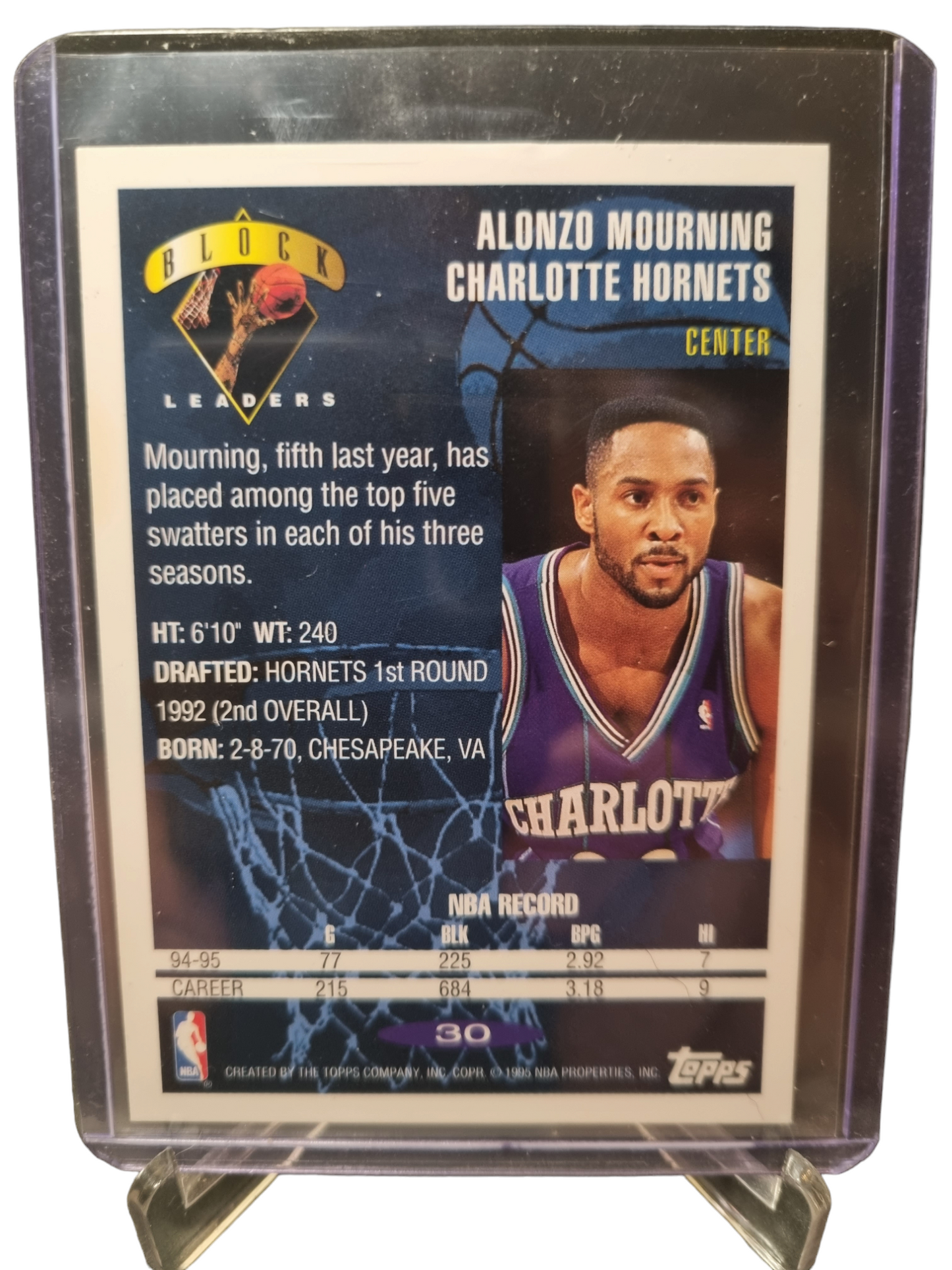 1995 Topps #30 Alonzo Mourning Block Leaders