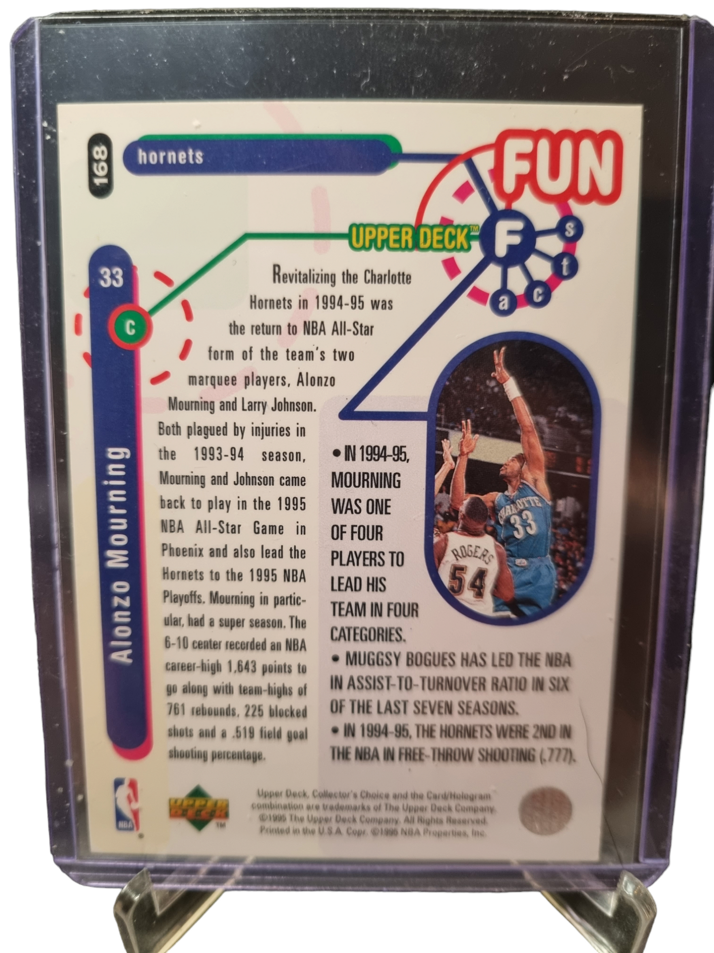 1995 Upper Deck #168 Alonzo Mourning Fun Facts