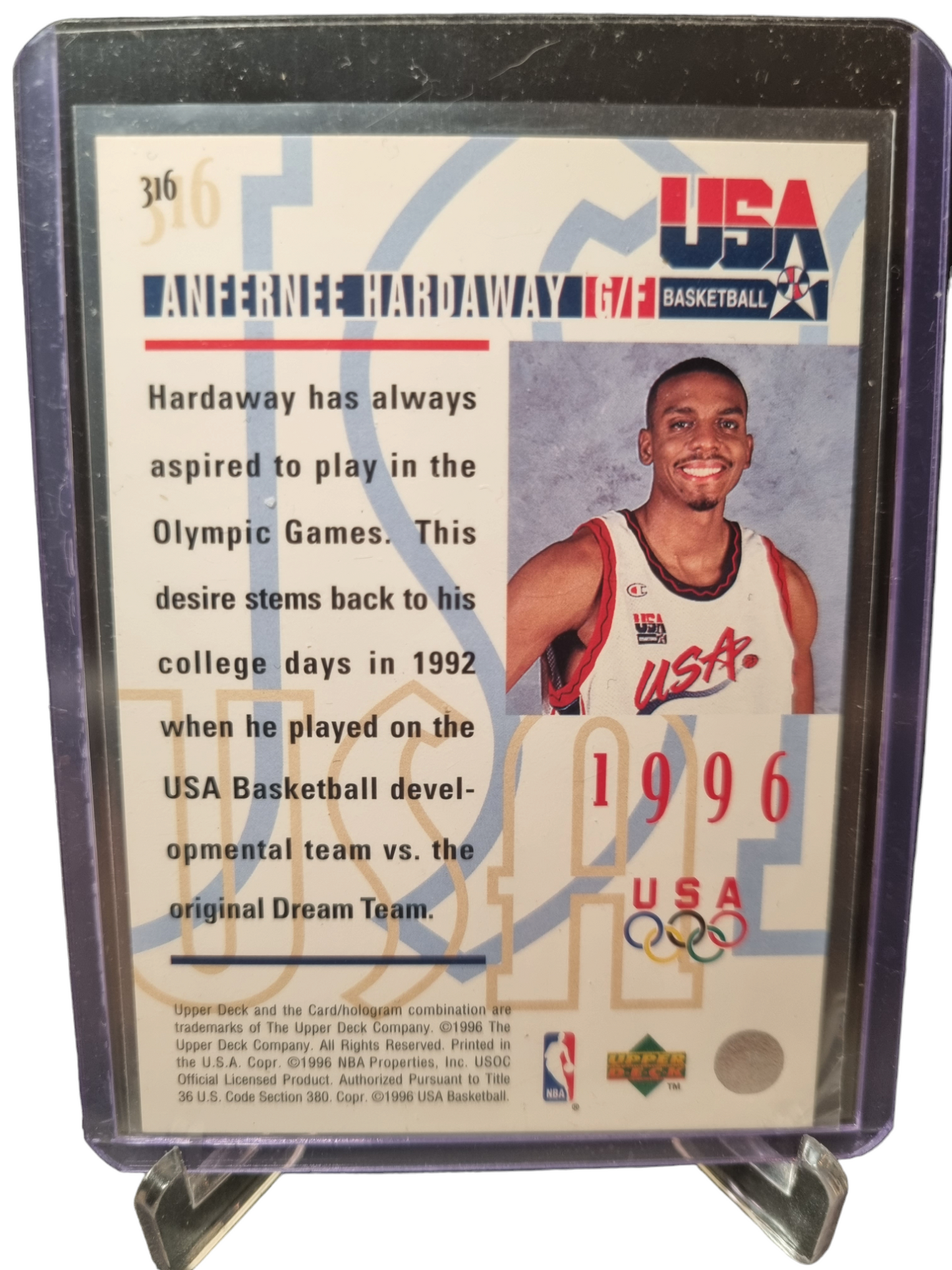 1996 Upper Deck #316 Anfernee Hardaway USA Basketball Team