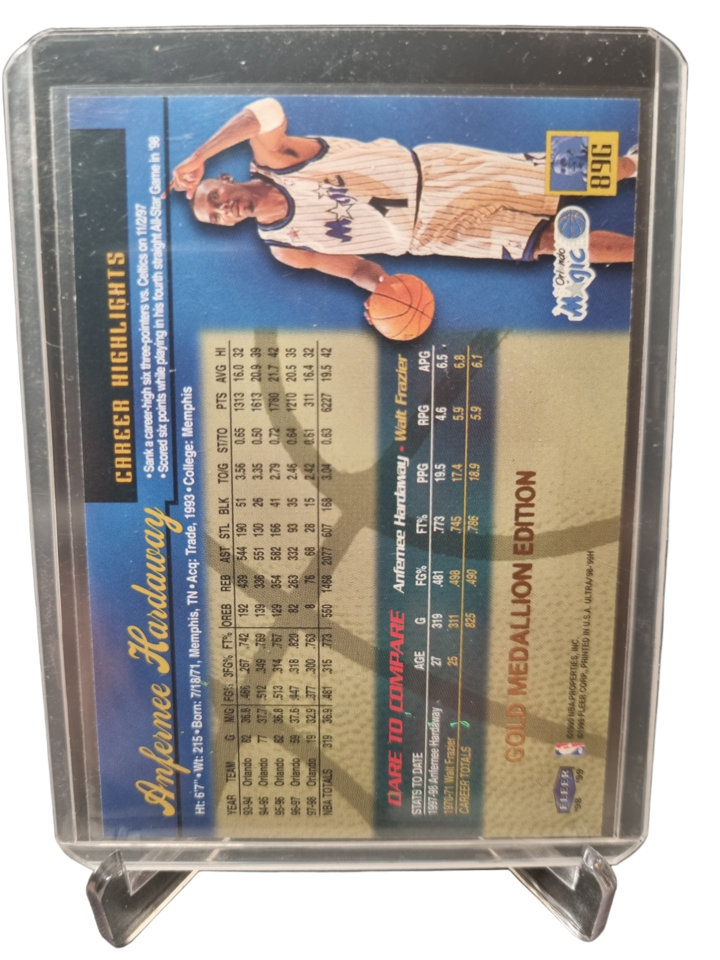 1999 Fleer Ultra #89G Anfernee Hardaway Fleer Gold Medallion Edition