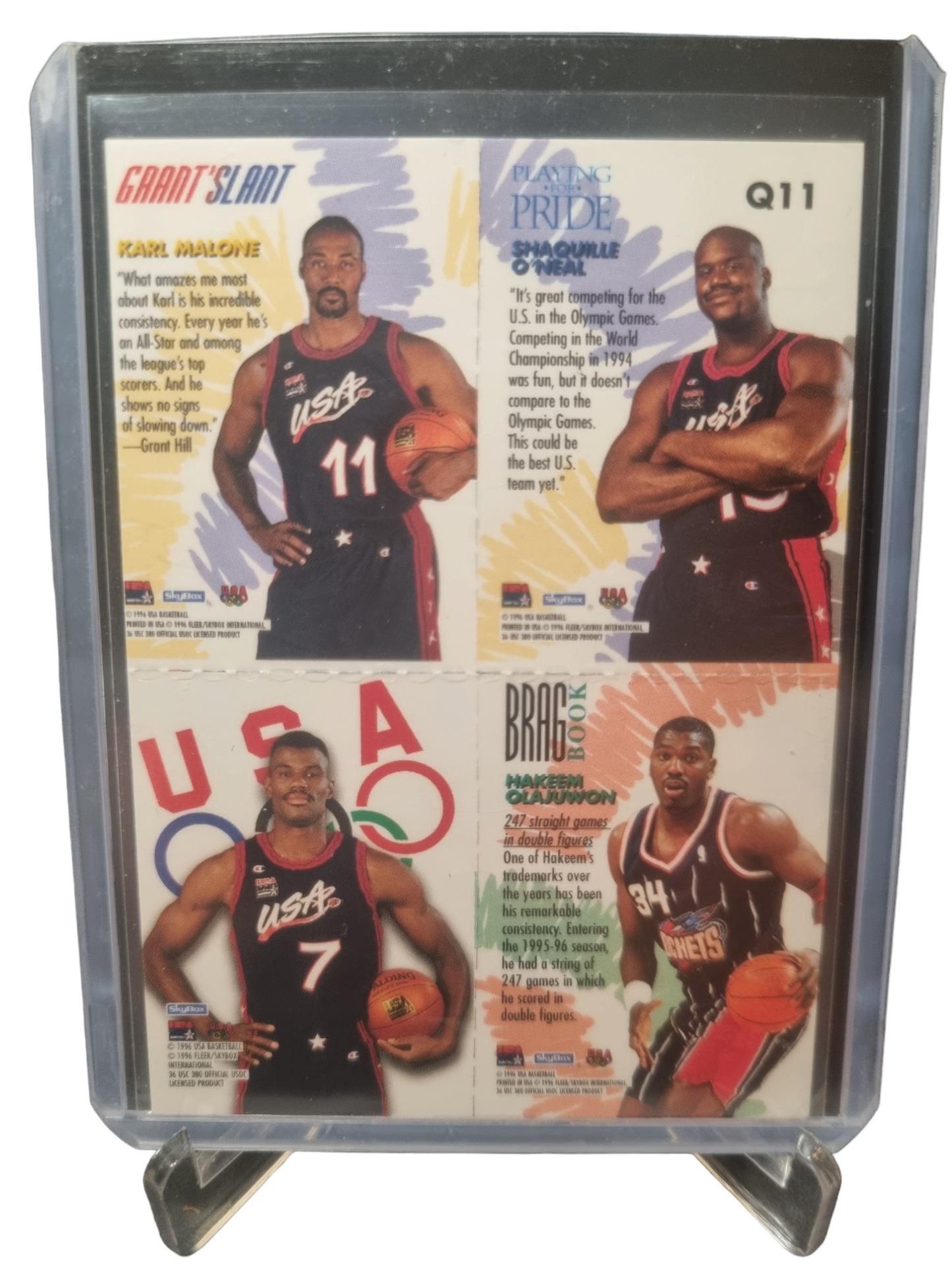 1996 Skybox #Q11 Shaquille O'Neal/Karl Malone/Hakeem Olajuwon/David Robinson Quads