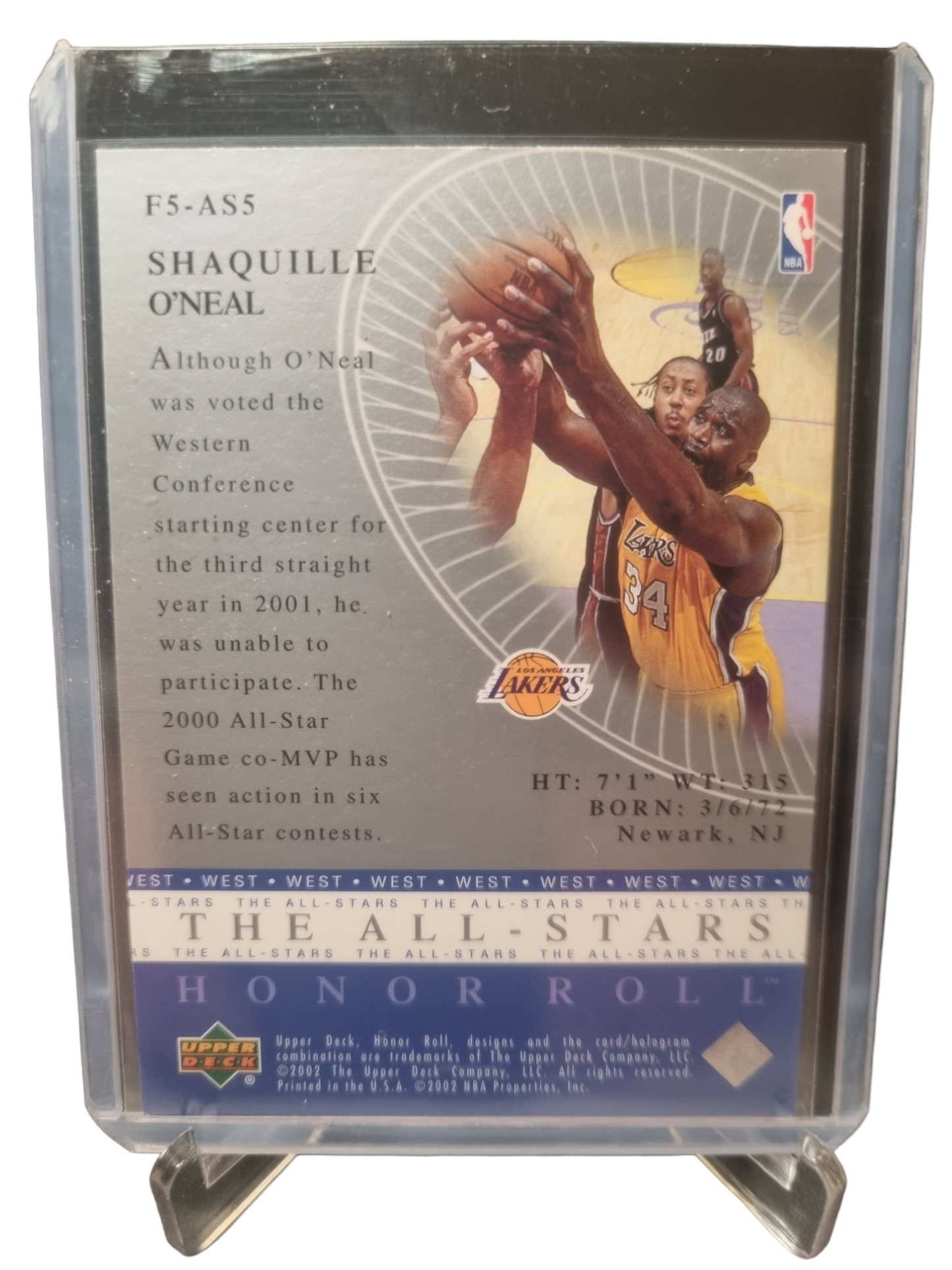 2002 Upper Deck #F5-AS5 Shaquille O'Neal Fab 5 Honor Roll