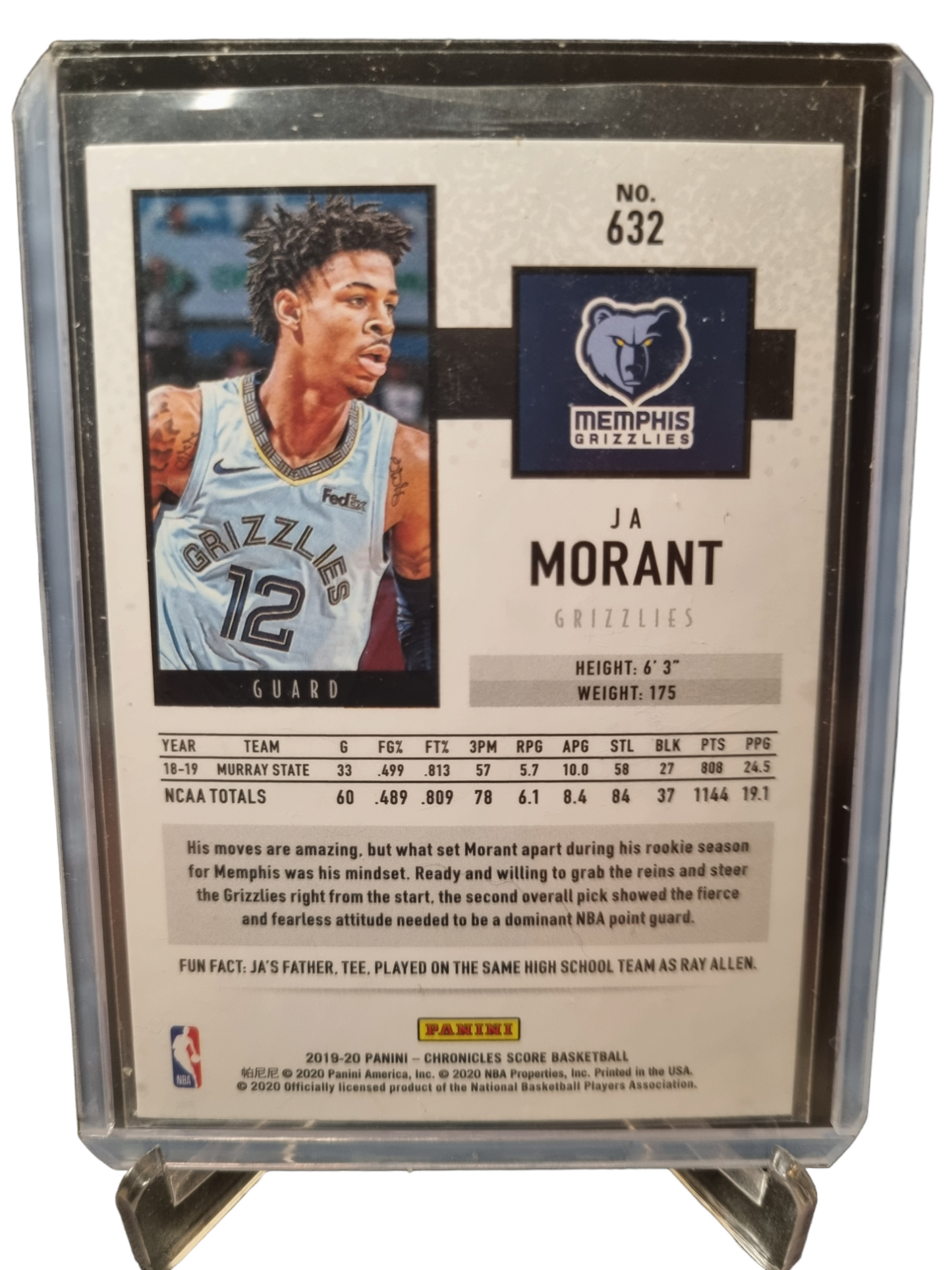 2019-20 Panini Chronicles Score #632 JA Morant Rookie Card