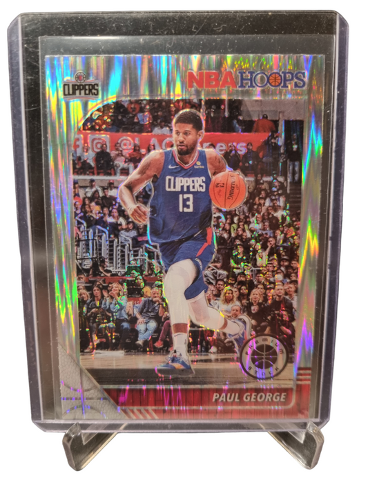 2019-20 Panini Hoops Premium Stock #132 Paul George Silver Prizm