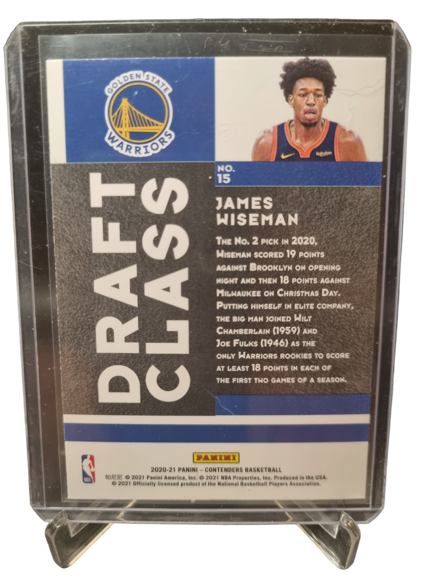 2020-21 Panini Contenders #15 James Wiseman Rookie Card Draft Class 2020