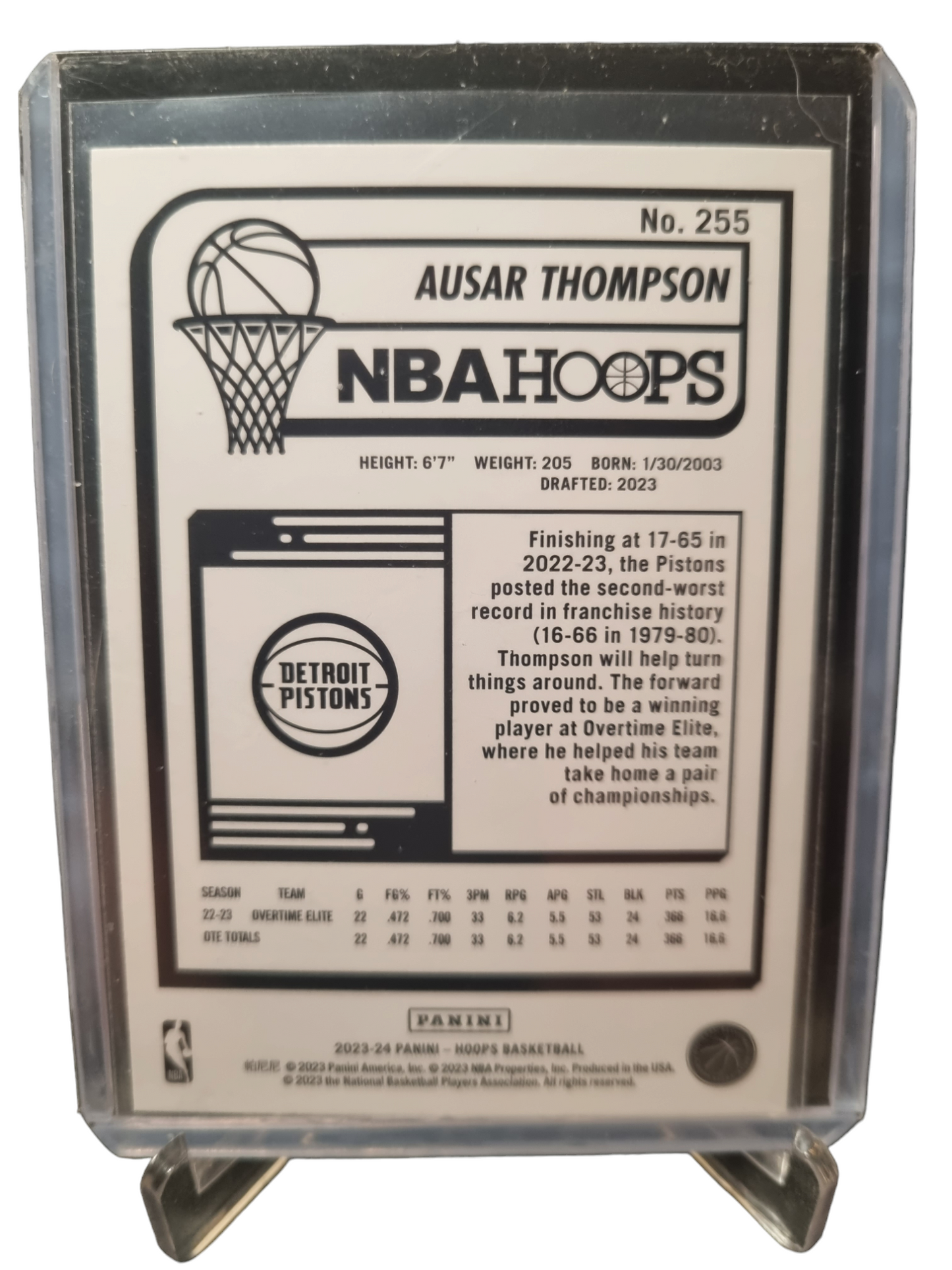 2023-24 Hoops #255 Ausar Thompson Rookie Card