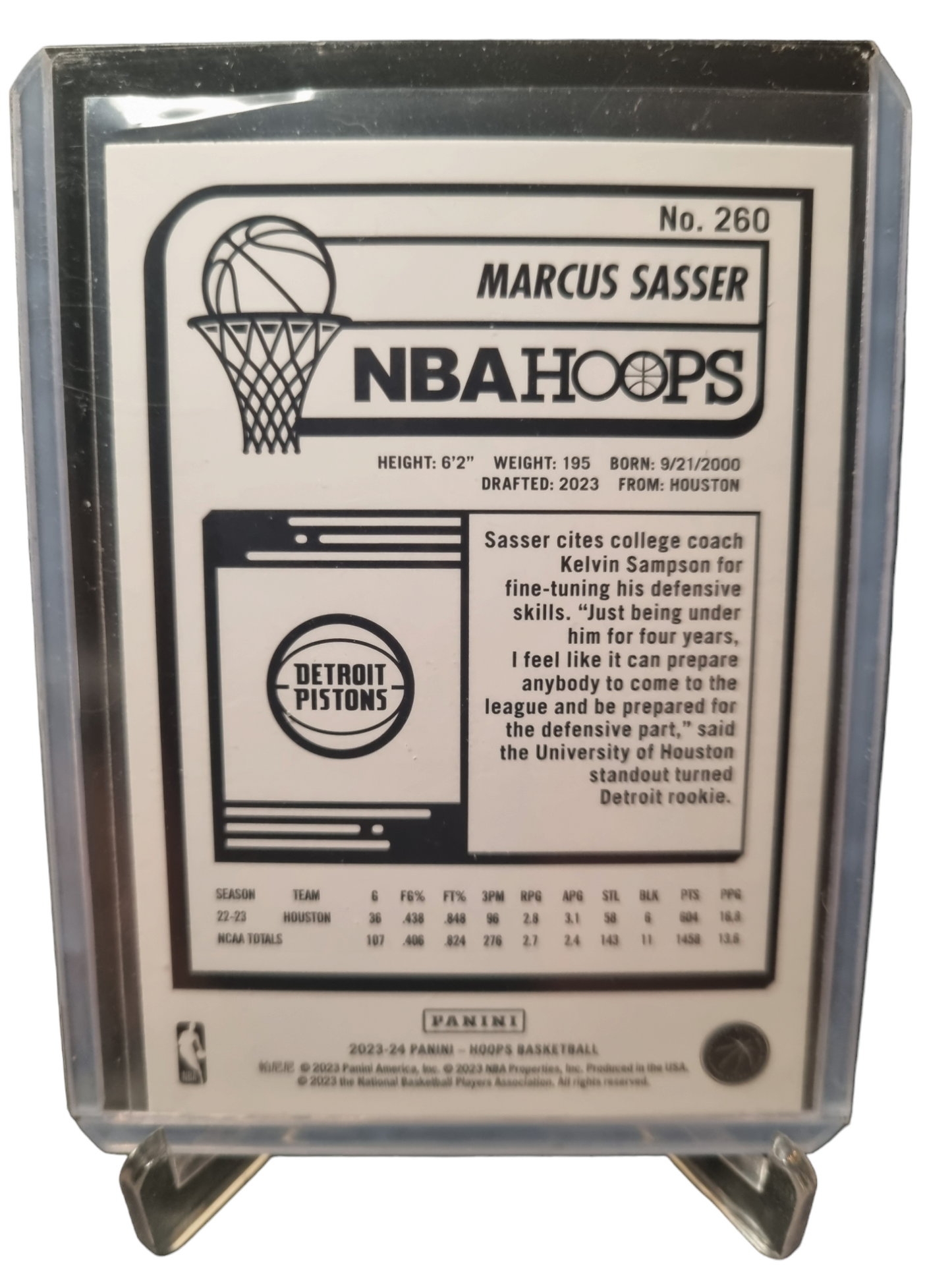 2023-24 Hoops #260 Marcus Sasser Rookie Card