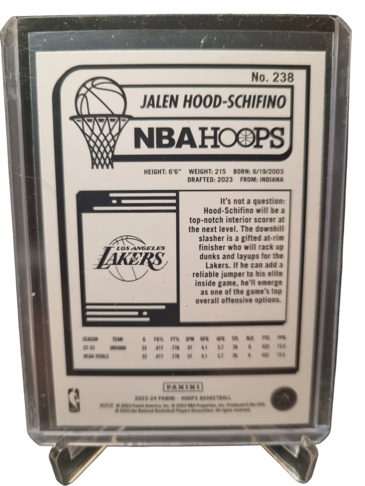 2023-24 Hoops #238 Jalen Hood-Schifino Rookie Card