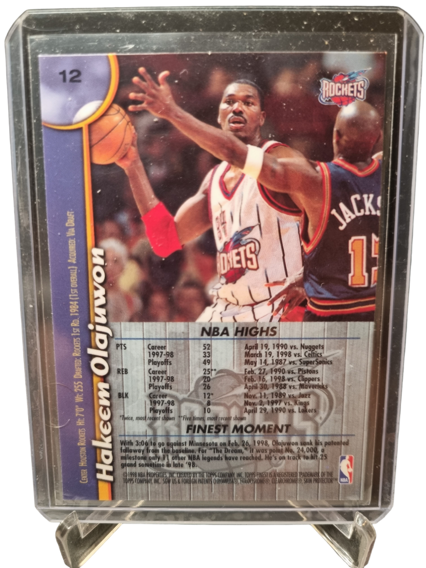 1998 Topps Finest #12 Hakeem Olajuwon With Protective Coating