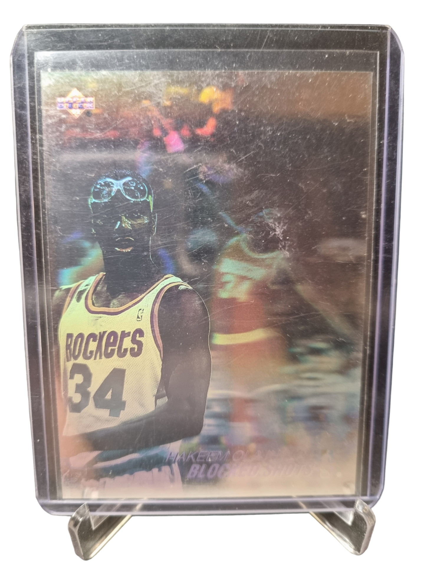 1991 Upper Deck #AW8 Hakeem Olajuwon Blocked Shots Hologram Card