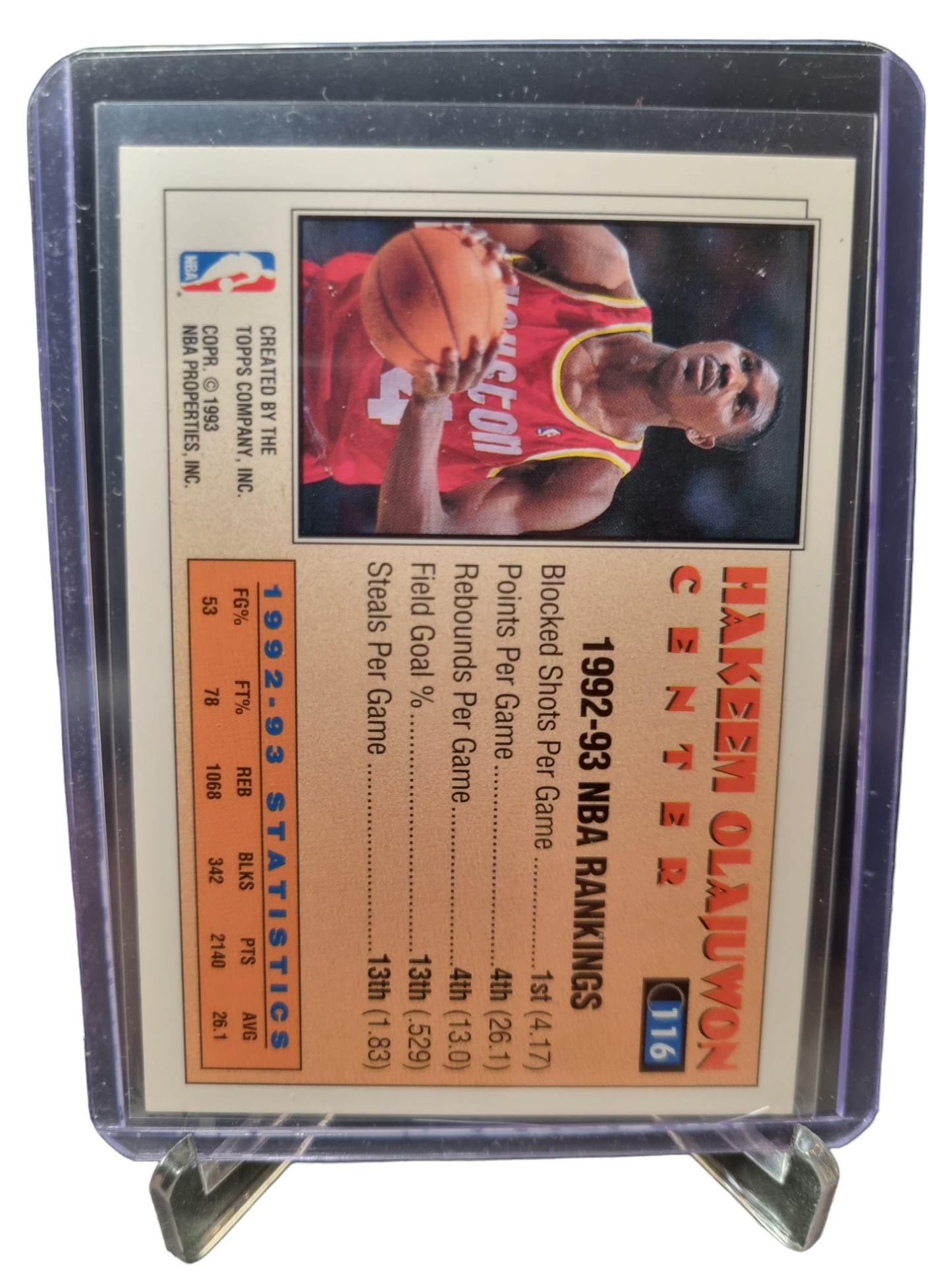 1993 Topps Gold #116 Hakeem Olajuwon 1992-93 Topps All-Star 2nd Team - Topps Gold