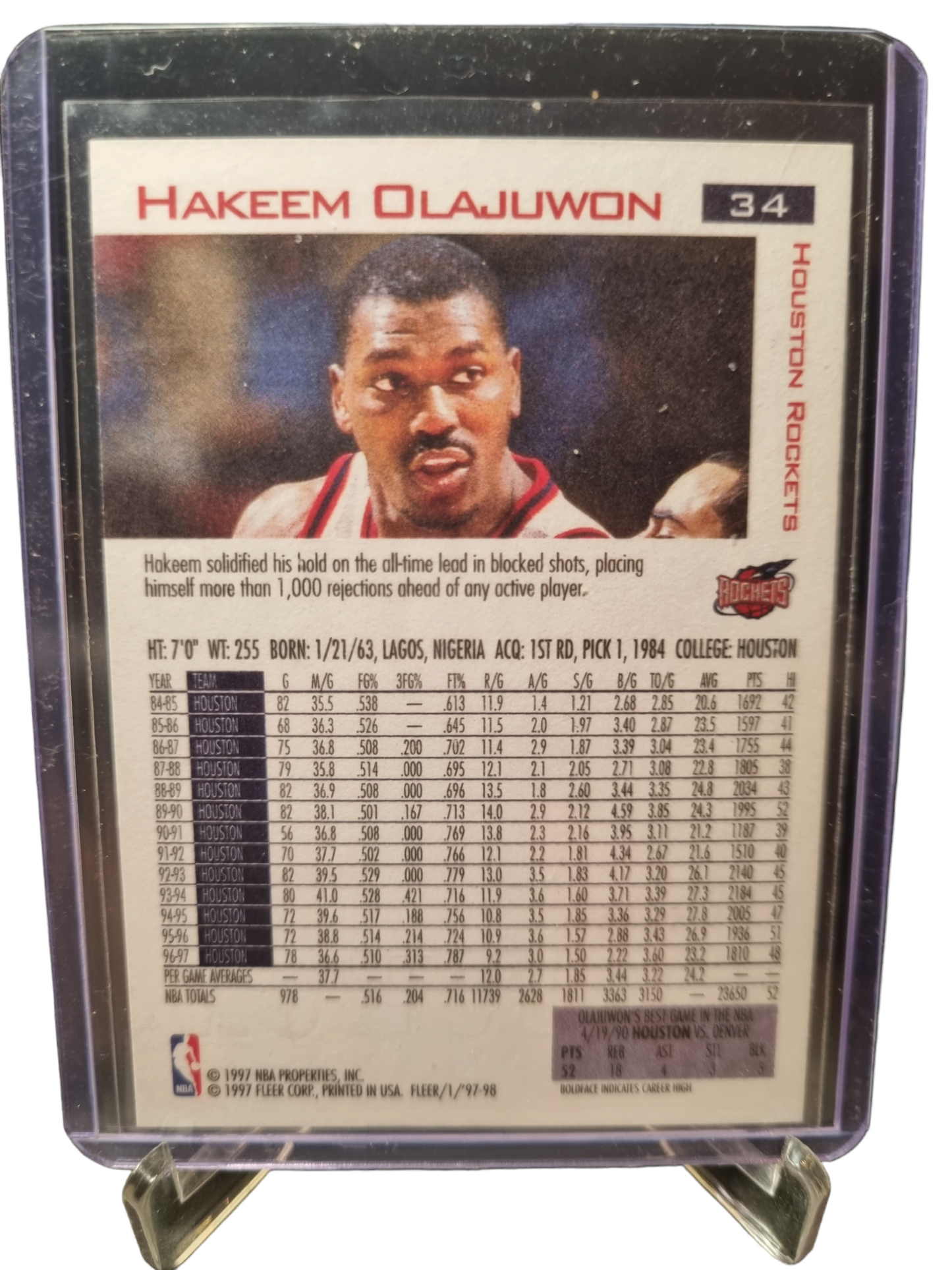 1996-97 Fleer #34 Hakeem Olajuwon