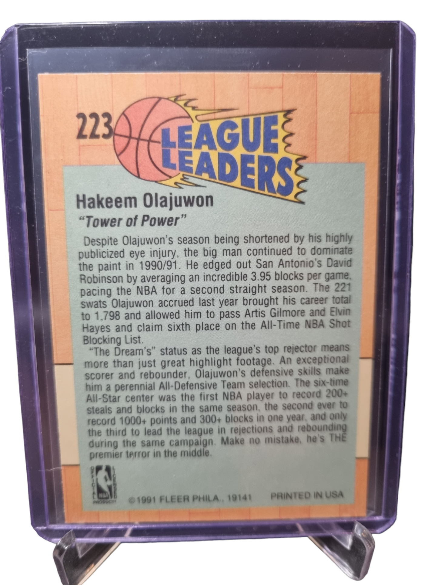 1991 Fleer #223 Hakeem Olajuwon League Leaders