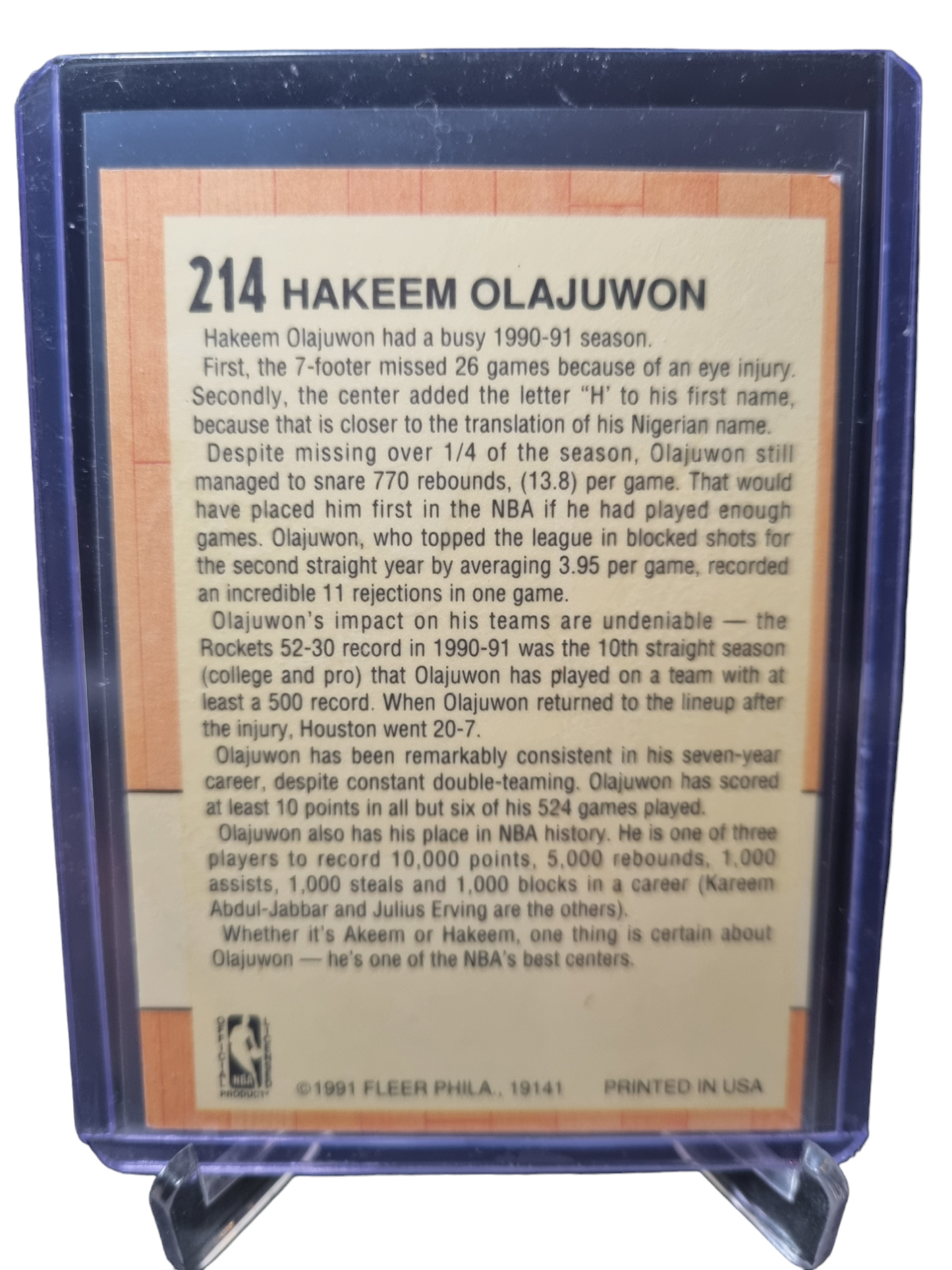 1991 Fleer #214 Hakeem Olajuwon All-Star Team