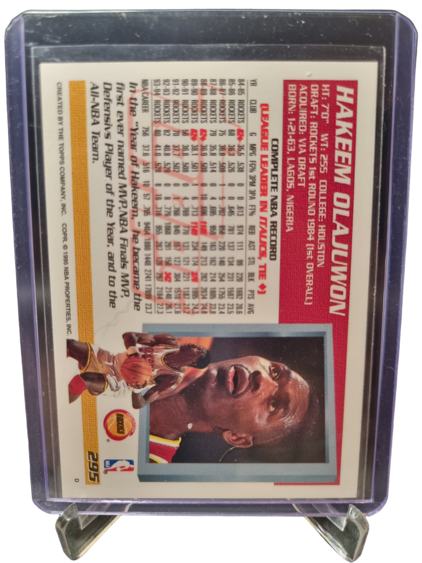 1995 Topps #295 Hakeem Olajuwon