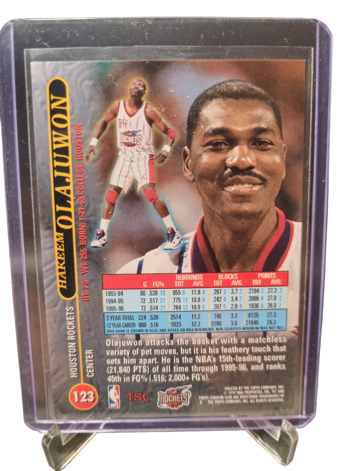 1997 Topps Stadium Club #123 Hakeem Olajuwon