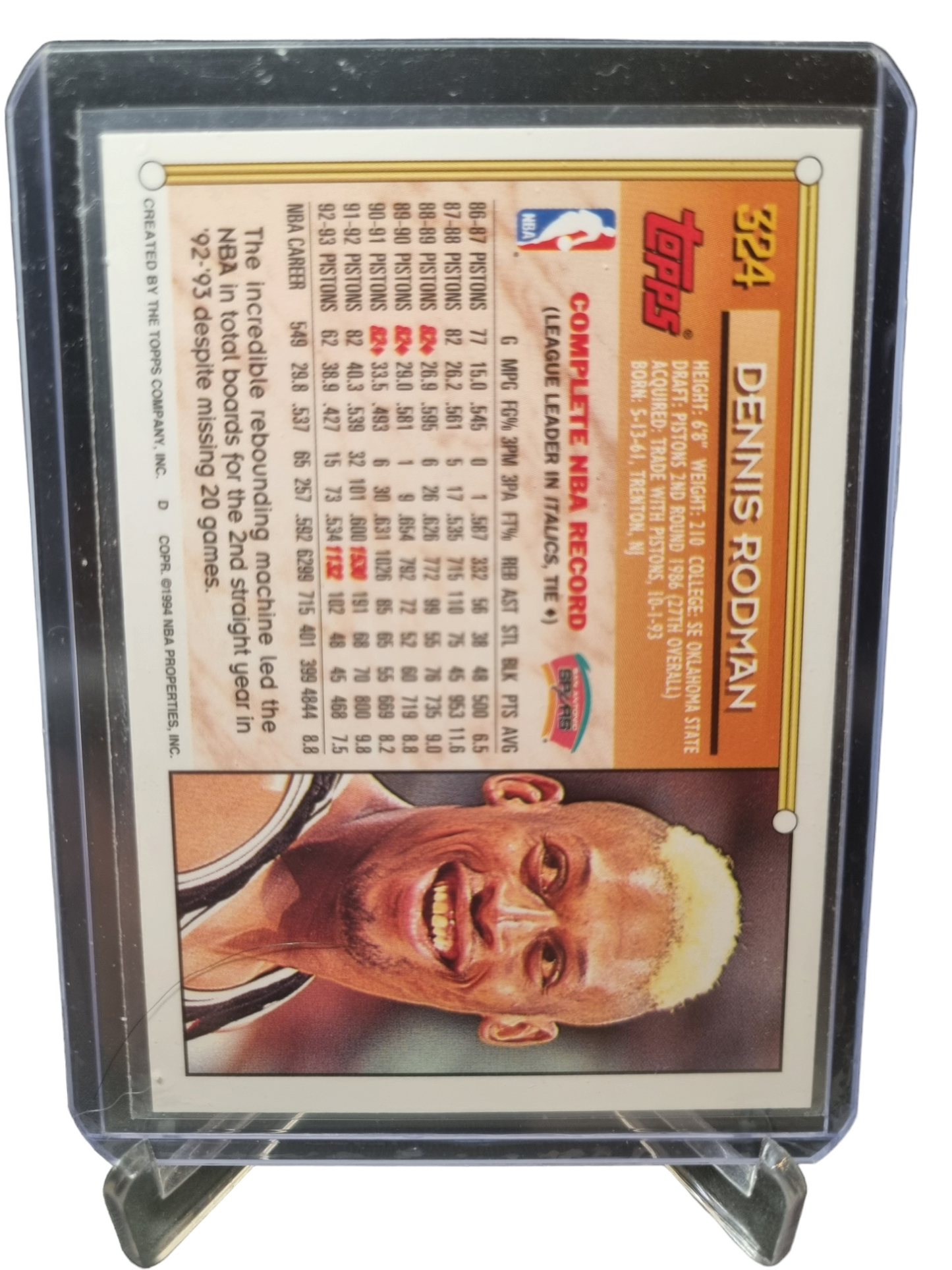 1994 Topps Gold #324 Dennis Rodman Topps Gold